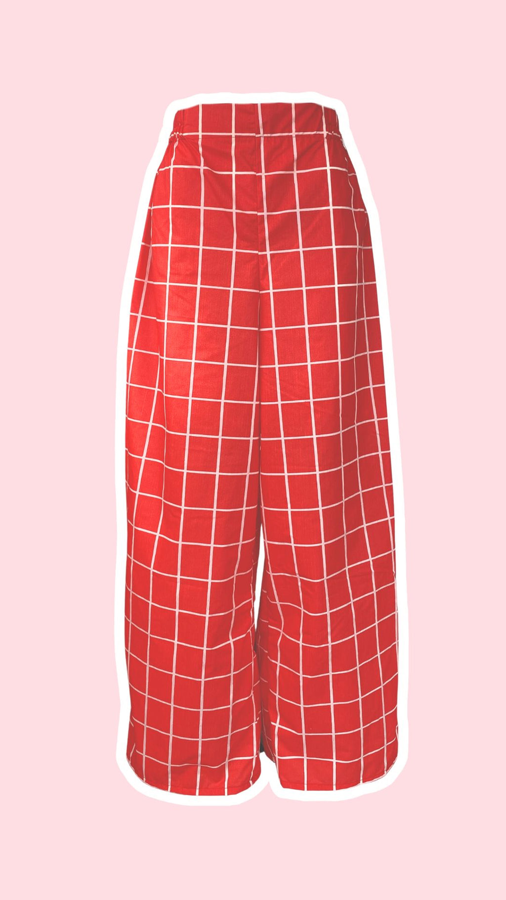 Pants • Taille M • Pantalon upcyclé rigide rouge à traits blancs