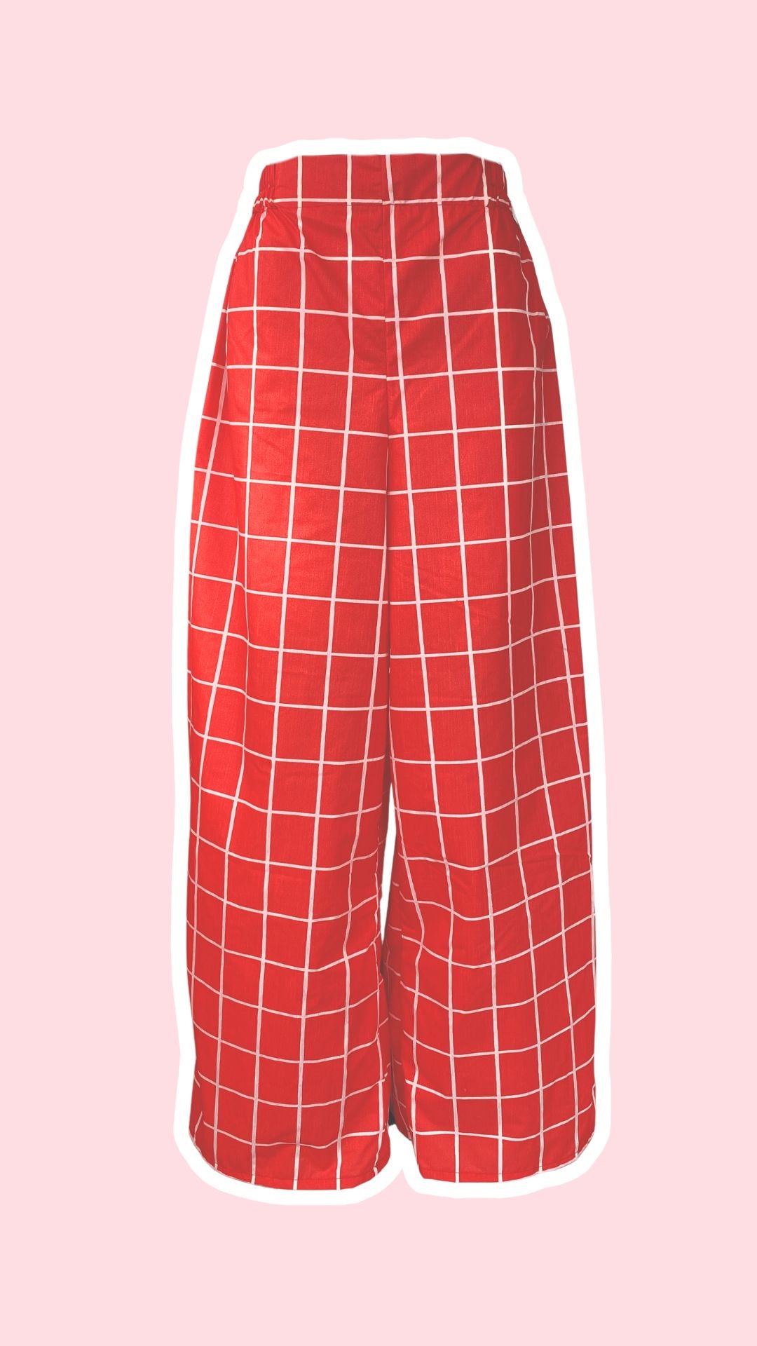 Pants • Taille M • Pantalon upcyclé rigide rouge à traits blancs