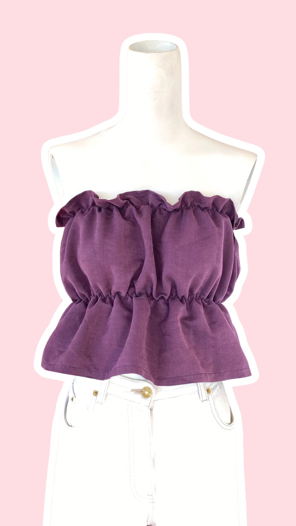 .P'tis Ôh • Taille L  • Haut bandeau suédine prune violet