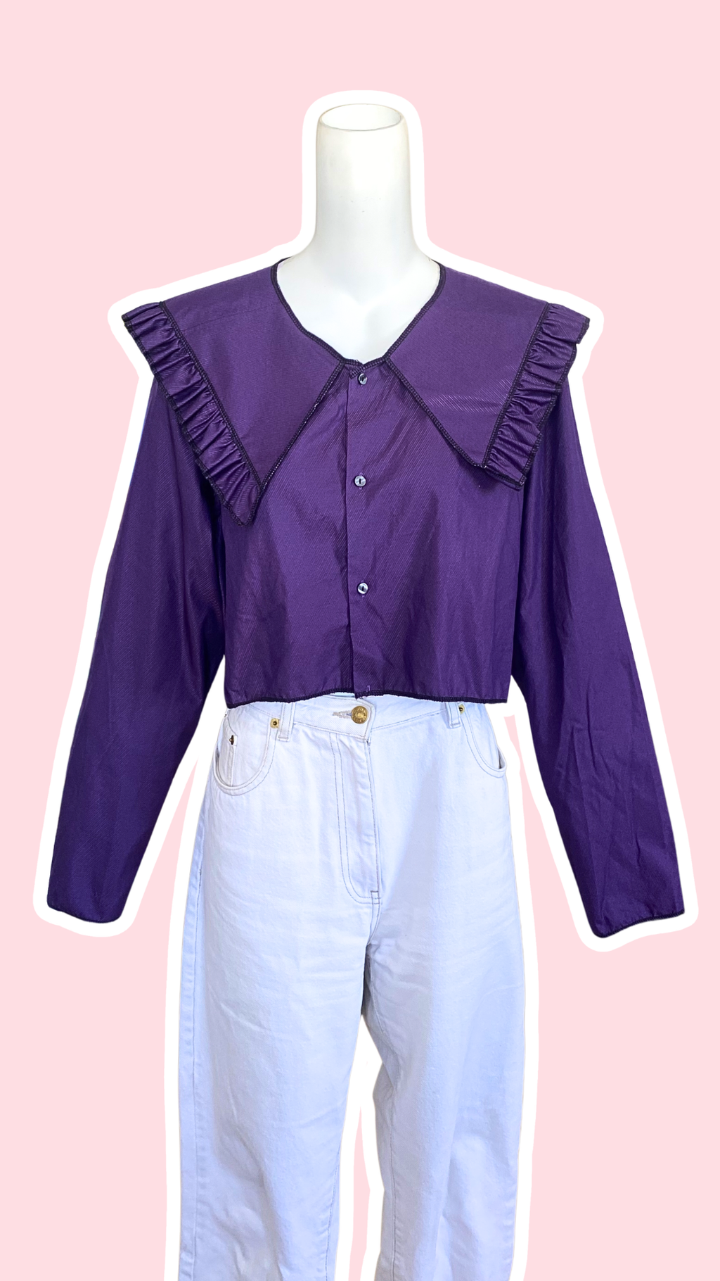 Sweaties • T.36 à 40 • Chemise upcyclée grand col rayures violettes foncées