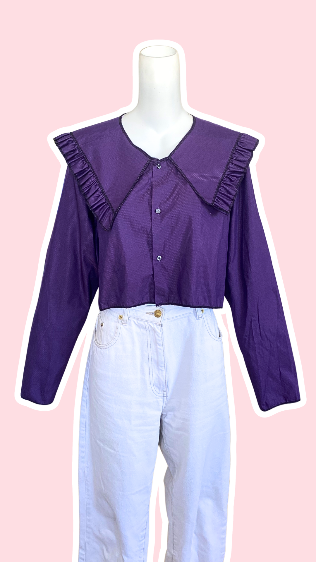 Sweaties • T.36 à 40 • Chemise upcyclée grand col rayures violettes foncées