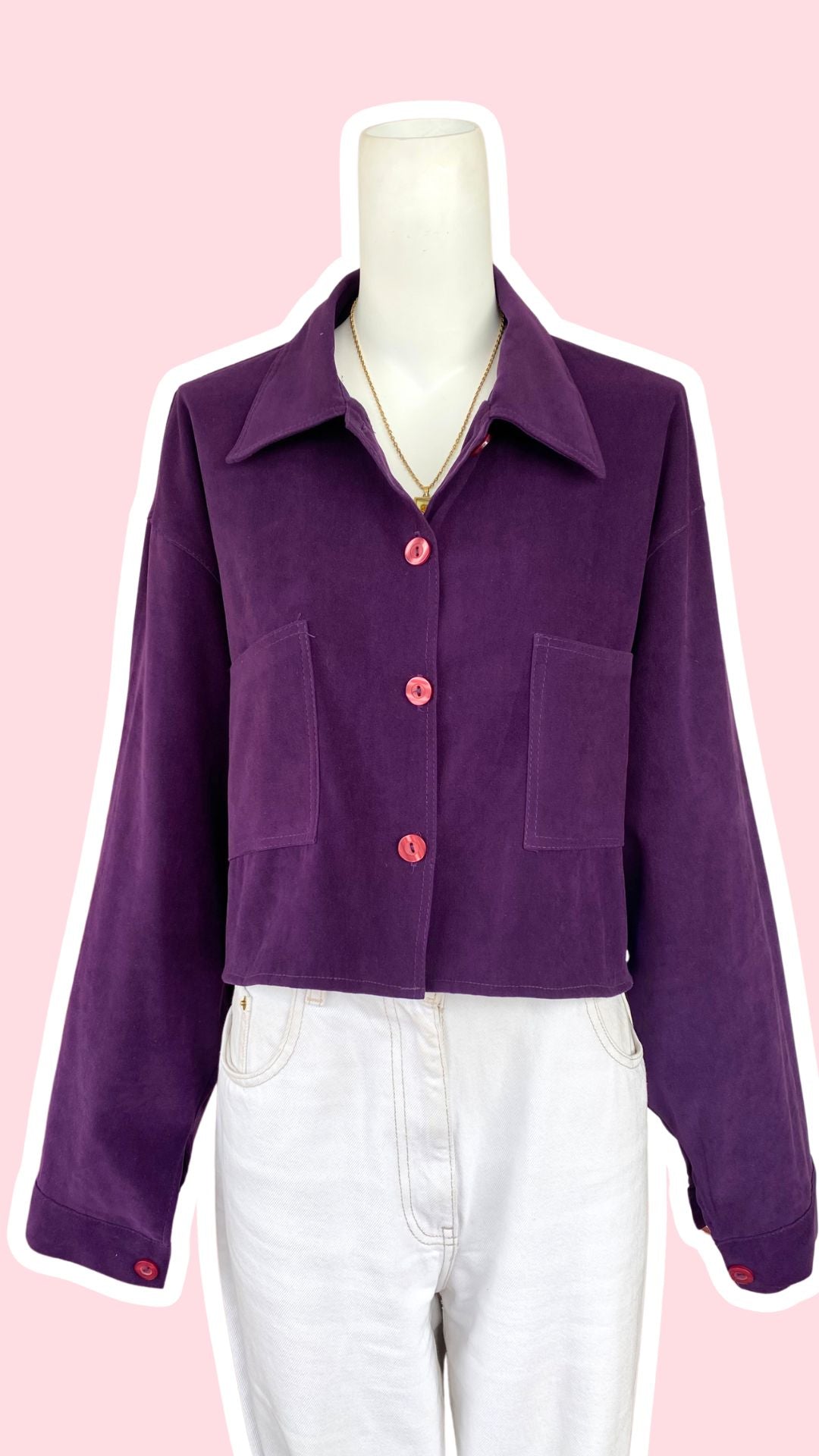 Cropped Jacket • T. 38 à 46 • Surchemise veste courte violette foncée