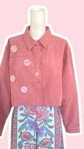 Cropped Jacket • T. 38 à 42 • Surchemise courte vieux rose à fleurs