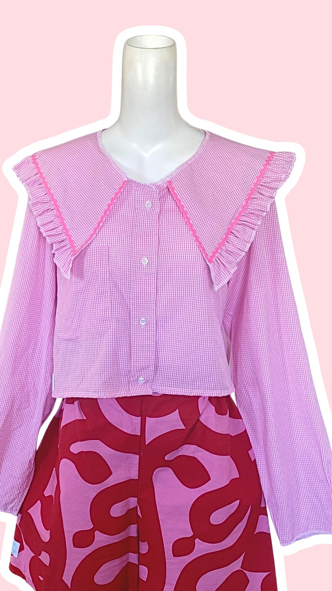 Sweaties • T.40 à 46 • Chemise grand col vichy rose