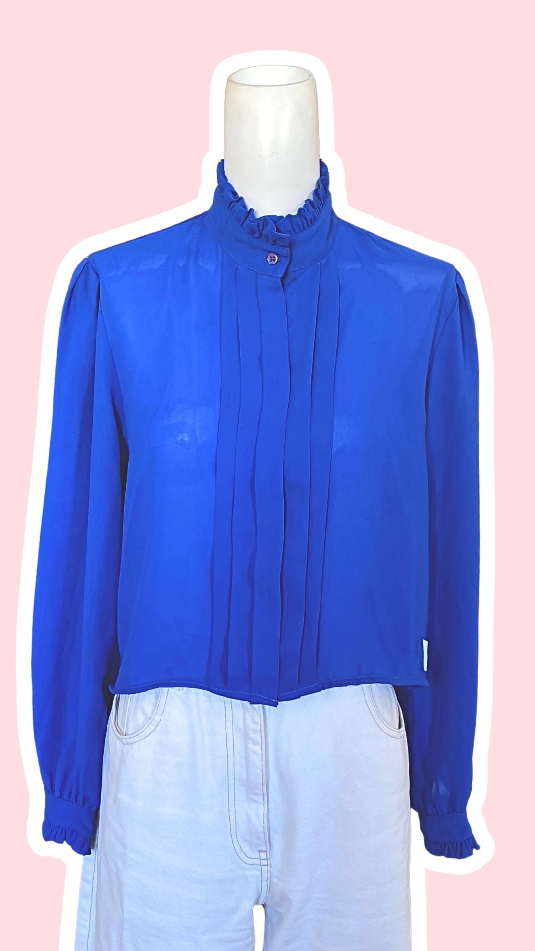 Cropped • T. 34 à 38 • Chemise bleu roi col victorien