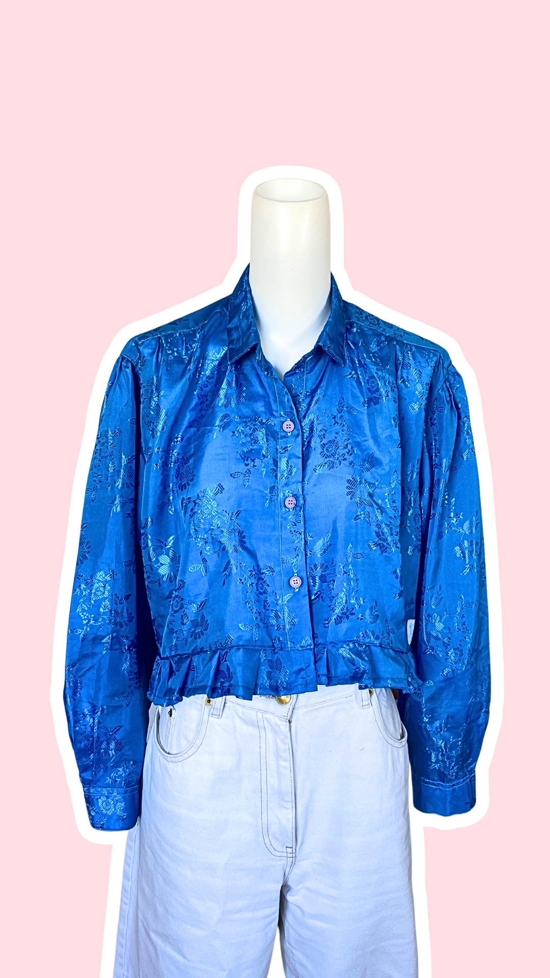 Froufrou • T. 36 à 42 • Chemise courte manches longues bleue irisée