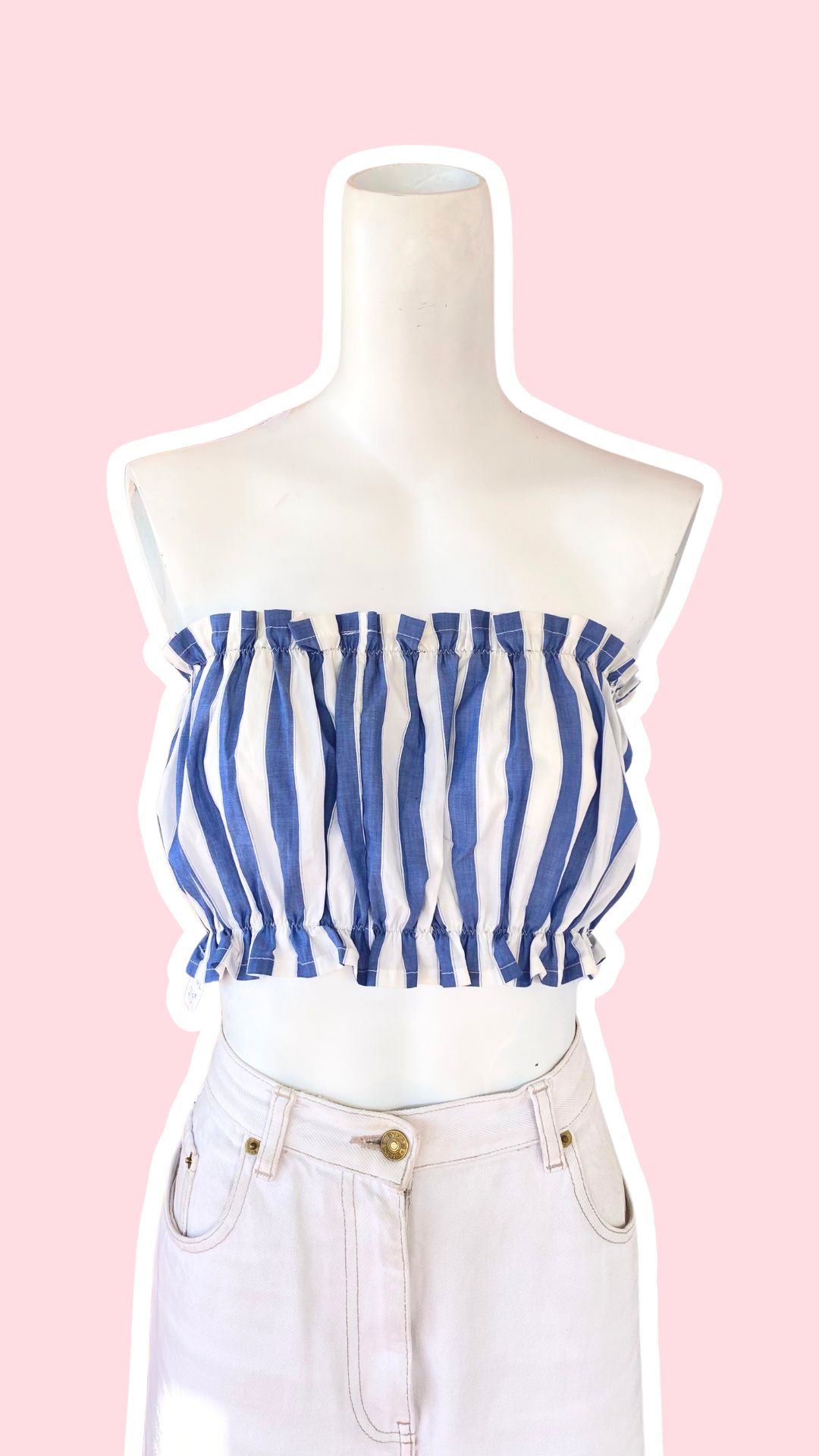 P'tis Ôh • Taille L  • Haut bandeau grosses rayures bleu et blanches