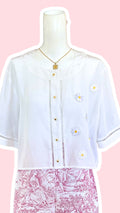 Cropped • T. 38 à 44 • Chemise blanche à fleurs