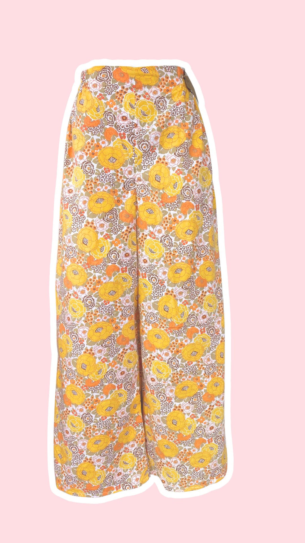 Pants • Taille XS/S • Pantalon upcyclé 70s liberty tons orange jaune