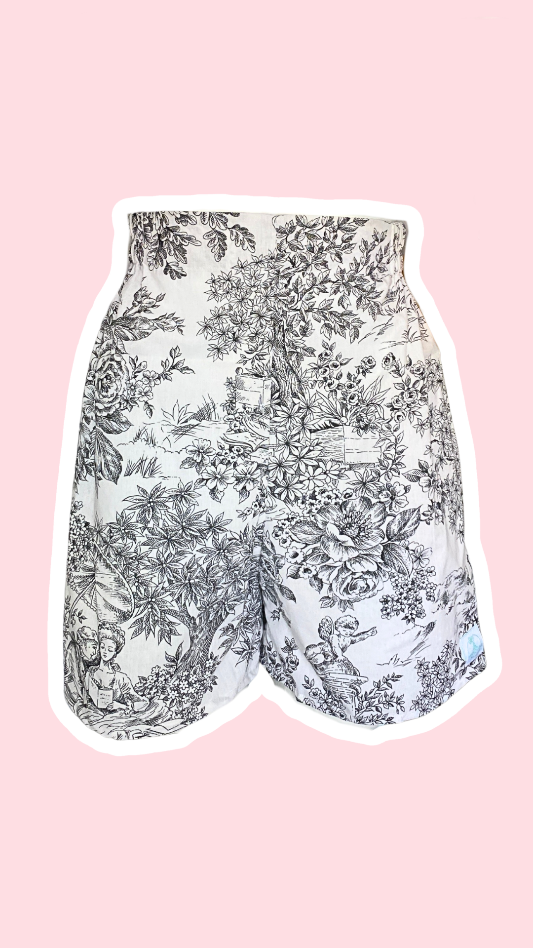 Short • T.XS/S à XL • Short coton toile de jouy noir