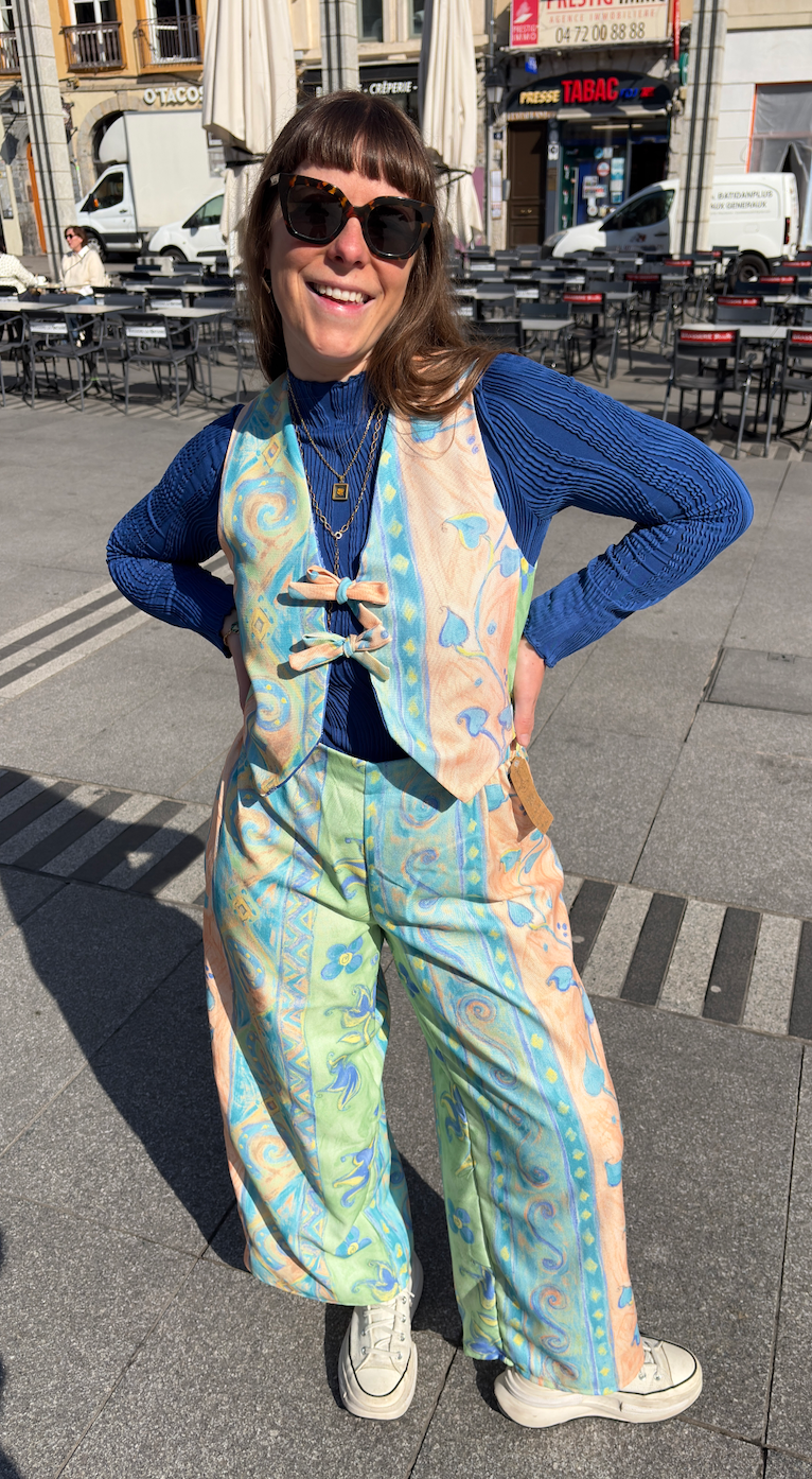 Pants • T.XS/S et L • Pantalon upcyclé à motifs couleurs claires