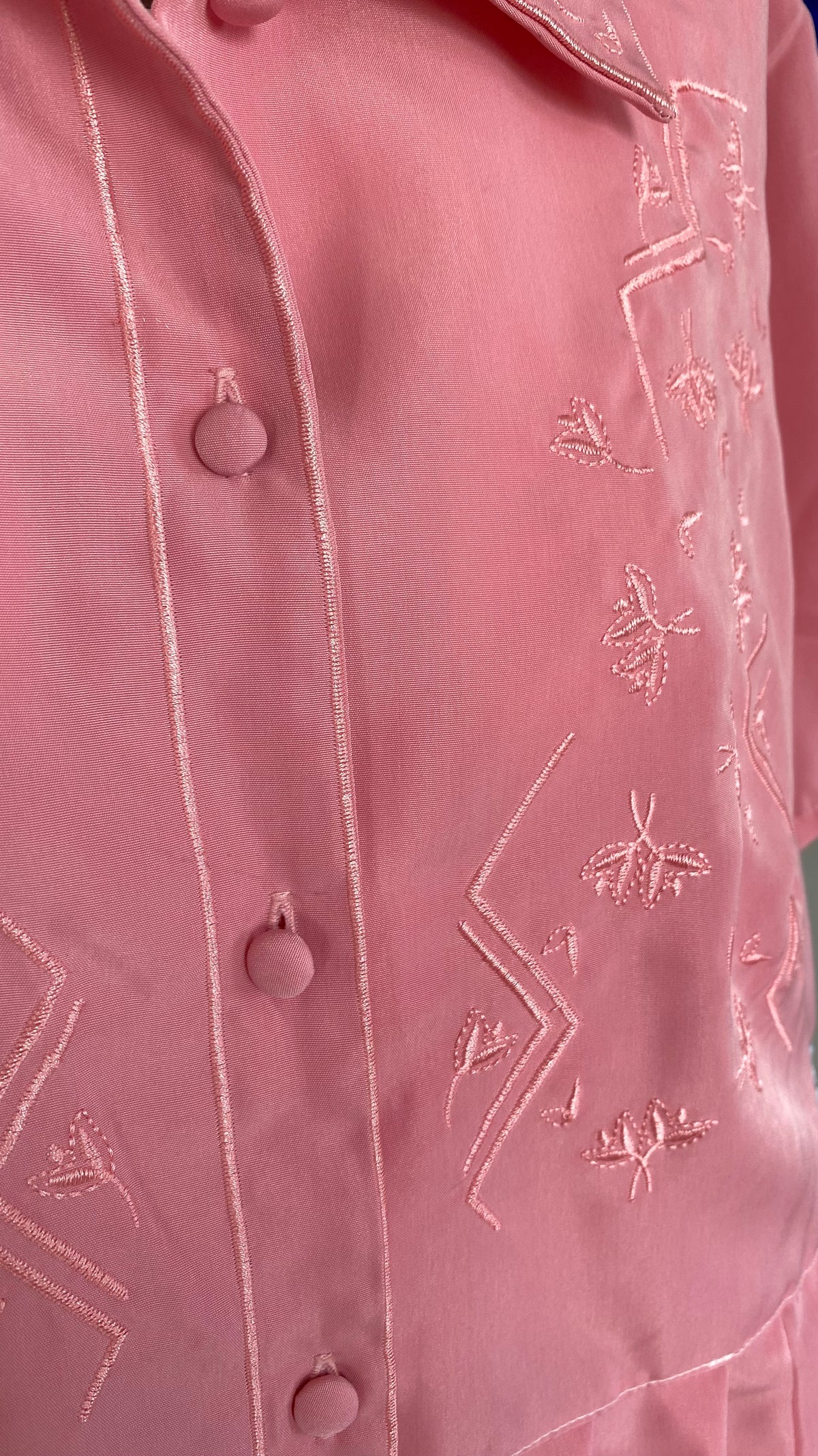 Froufrou • T. 36 à 40 • Chemise crop top vieux rose brodée