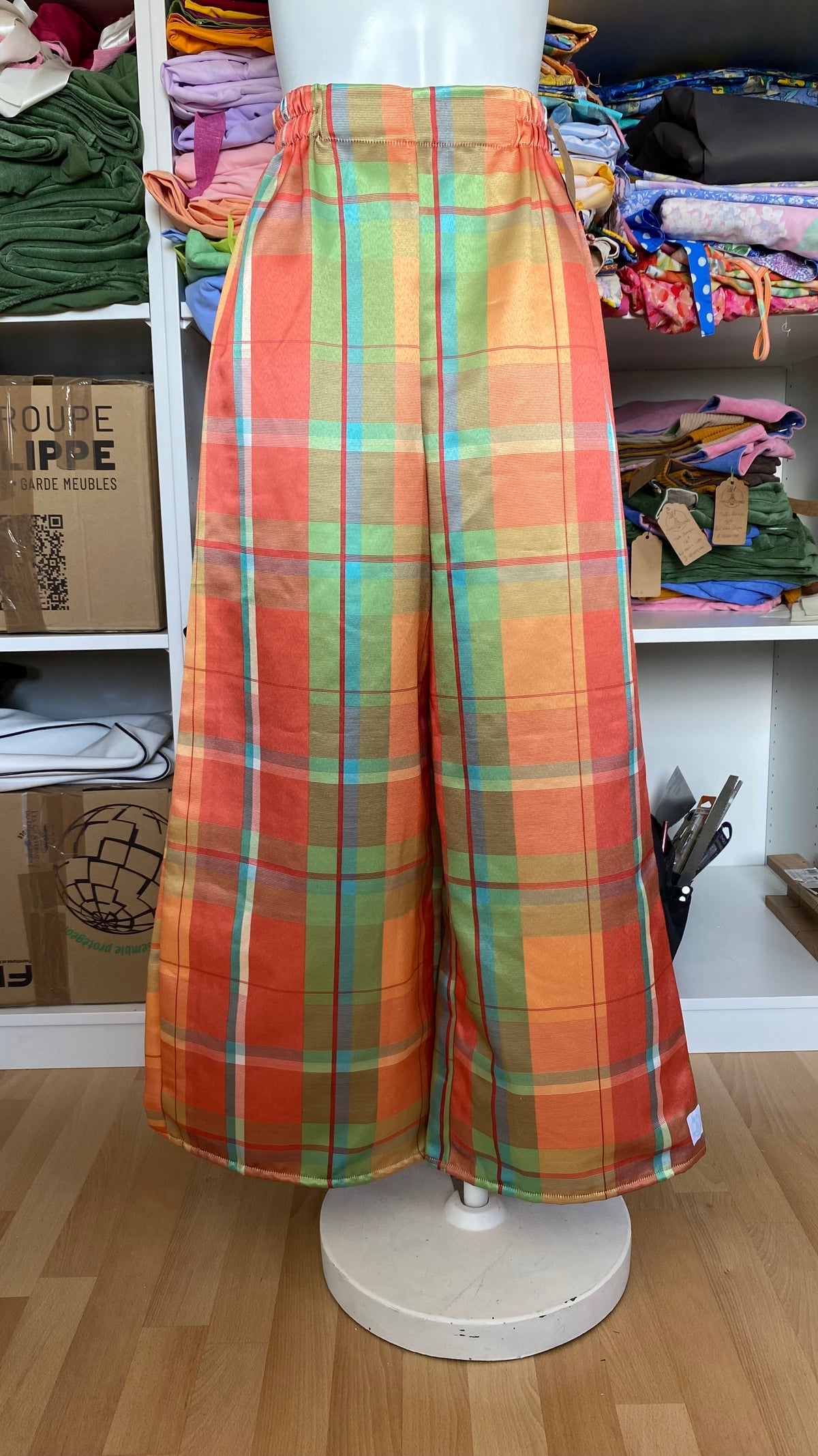 Pants • Taille XS/S & M • Pantalon upcyclé madras brillant
