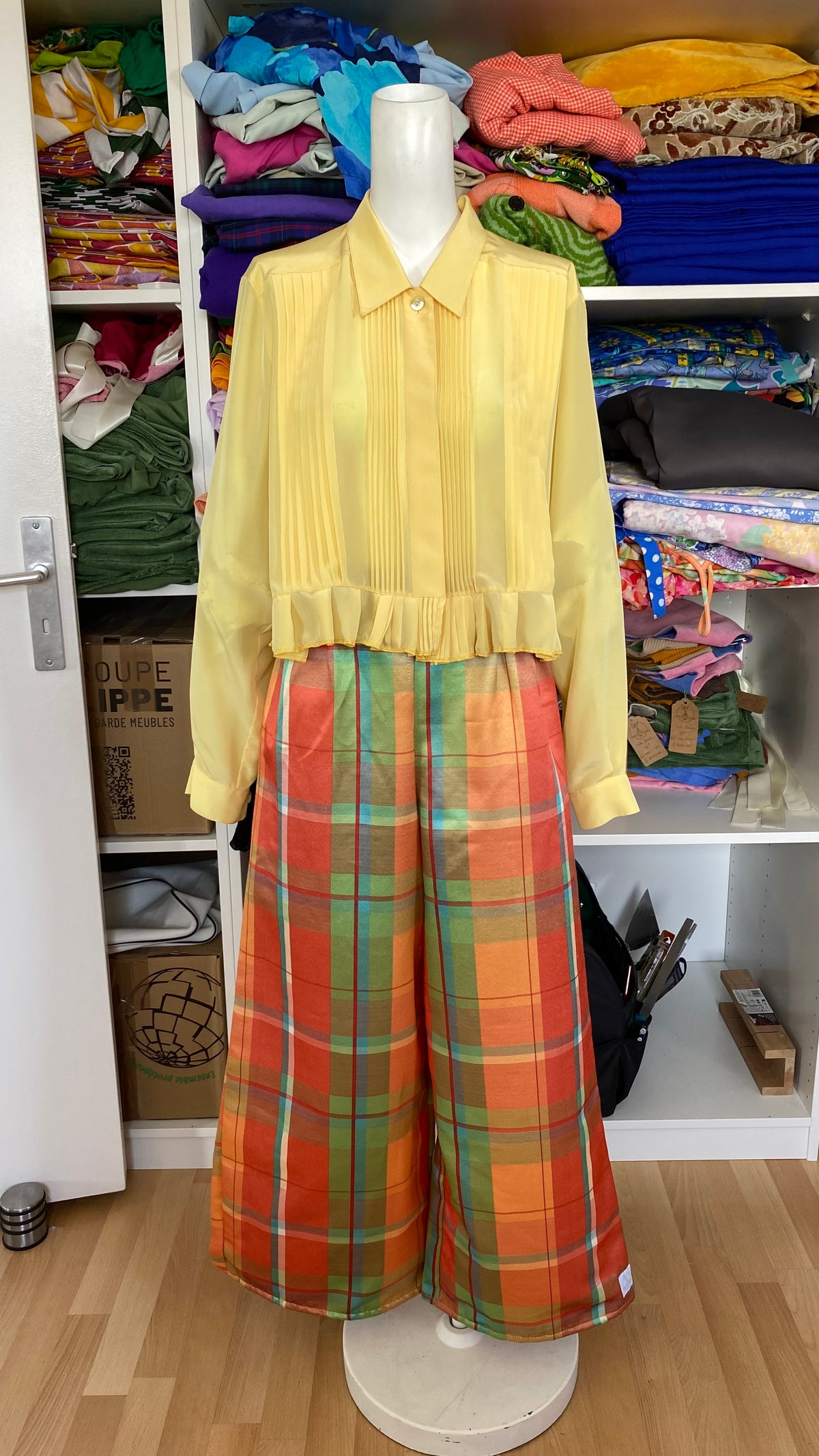 Pants • Taille XS/S & M • Pantalon upcyclé madras brillant