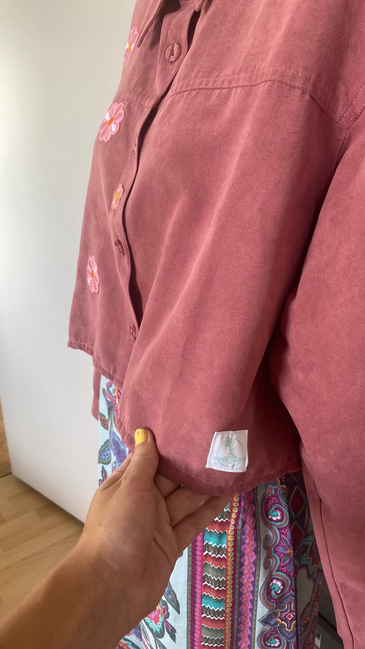 Cropped Jacket • T. 38 à 42 • Surchemise courte vieux rose à fleurs