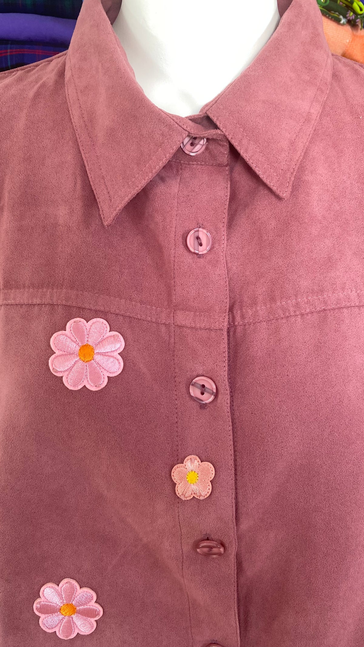 Cropped Jacket • T. 38 à 42 • Surchemise courte vieux rose à fleurs
