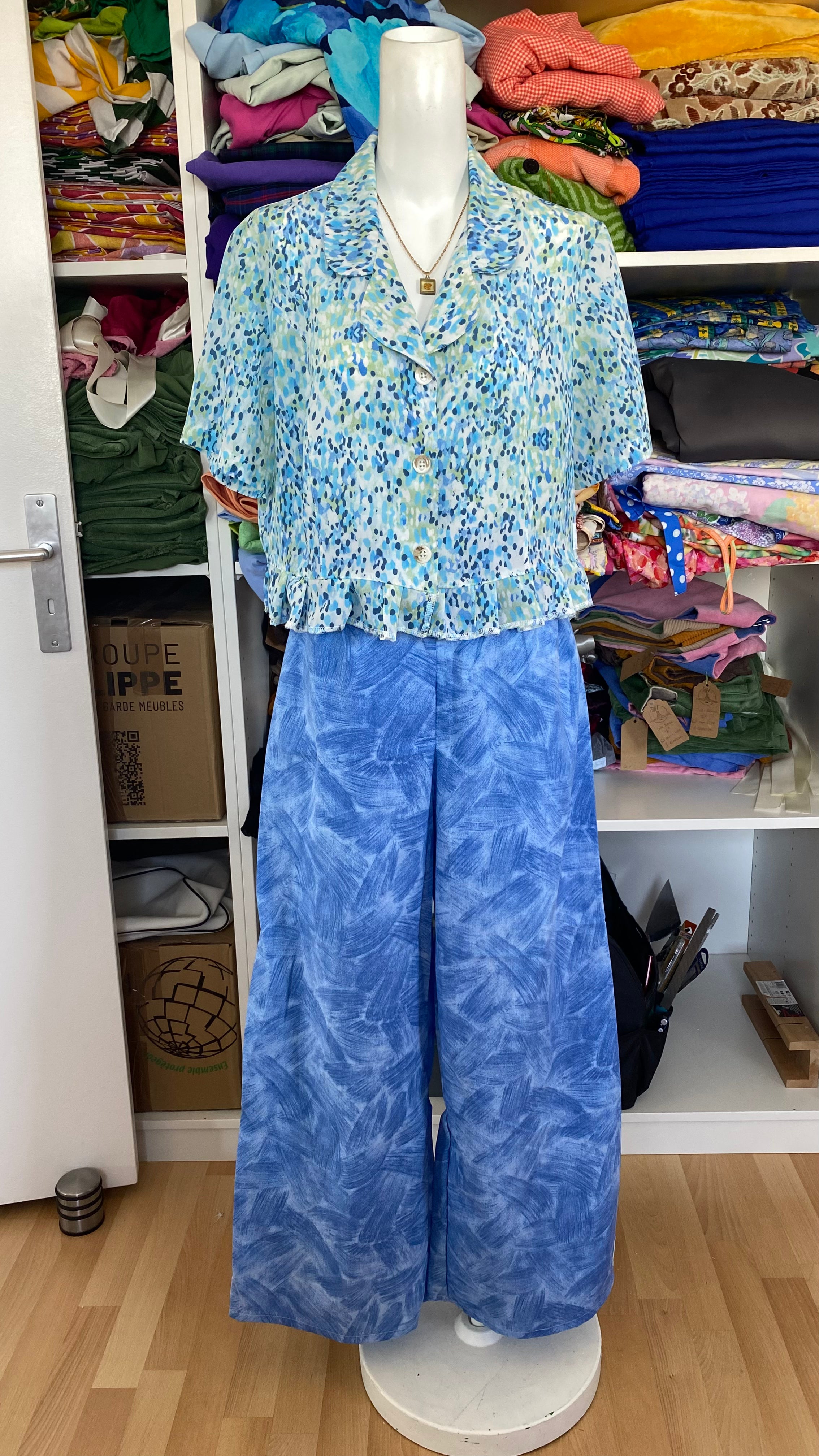 Pants • Taille XS/S, M & L • Pantalon upcyclé tons bleu