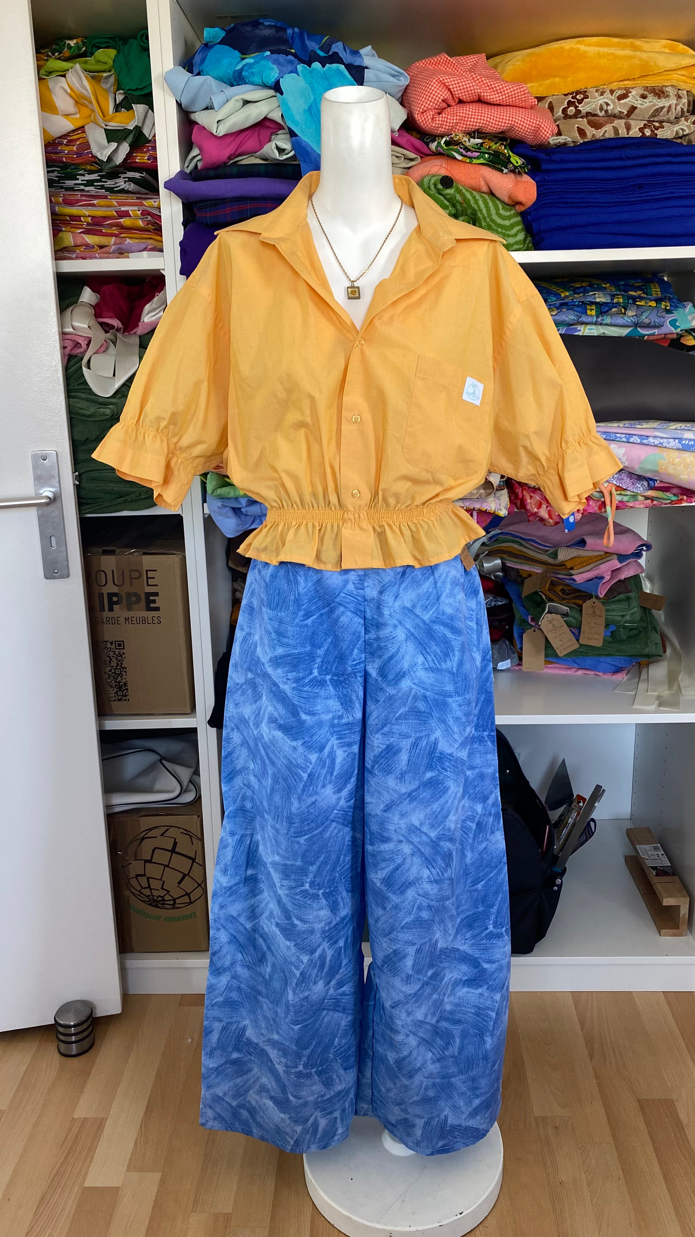 Pants • Taille XS/S, M & L • Pantalon upcyclé tons bleu
