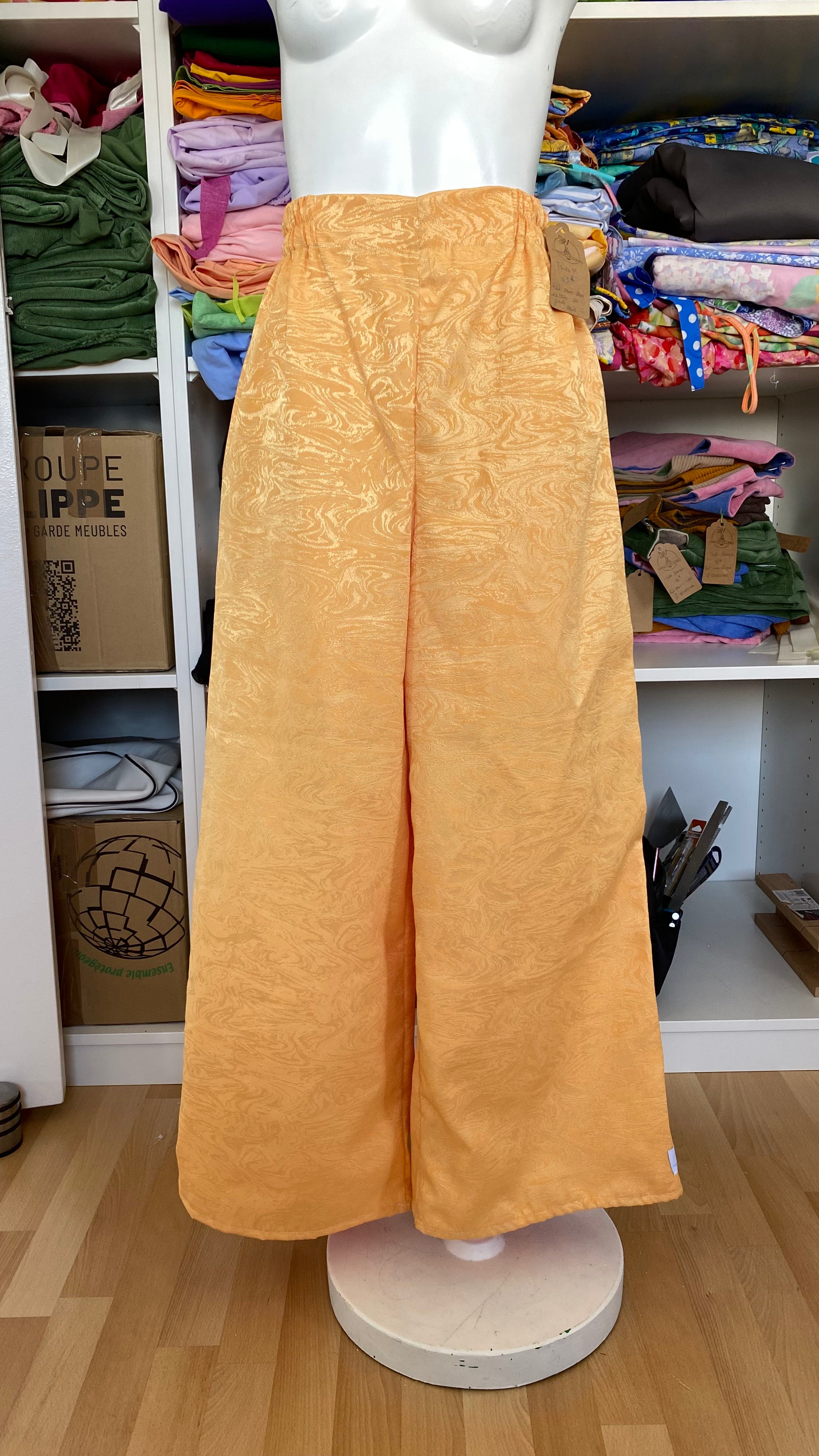 Pants • Taille M • Pantalon upcyclé jaune texturé