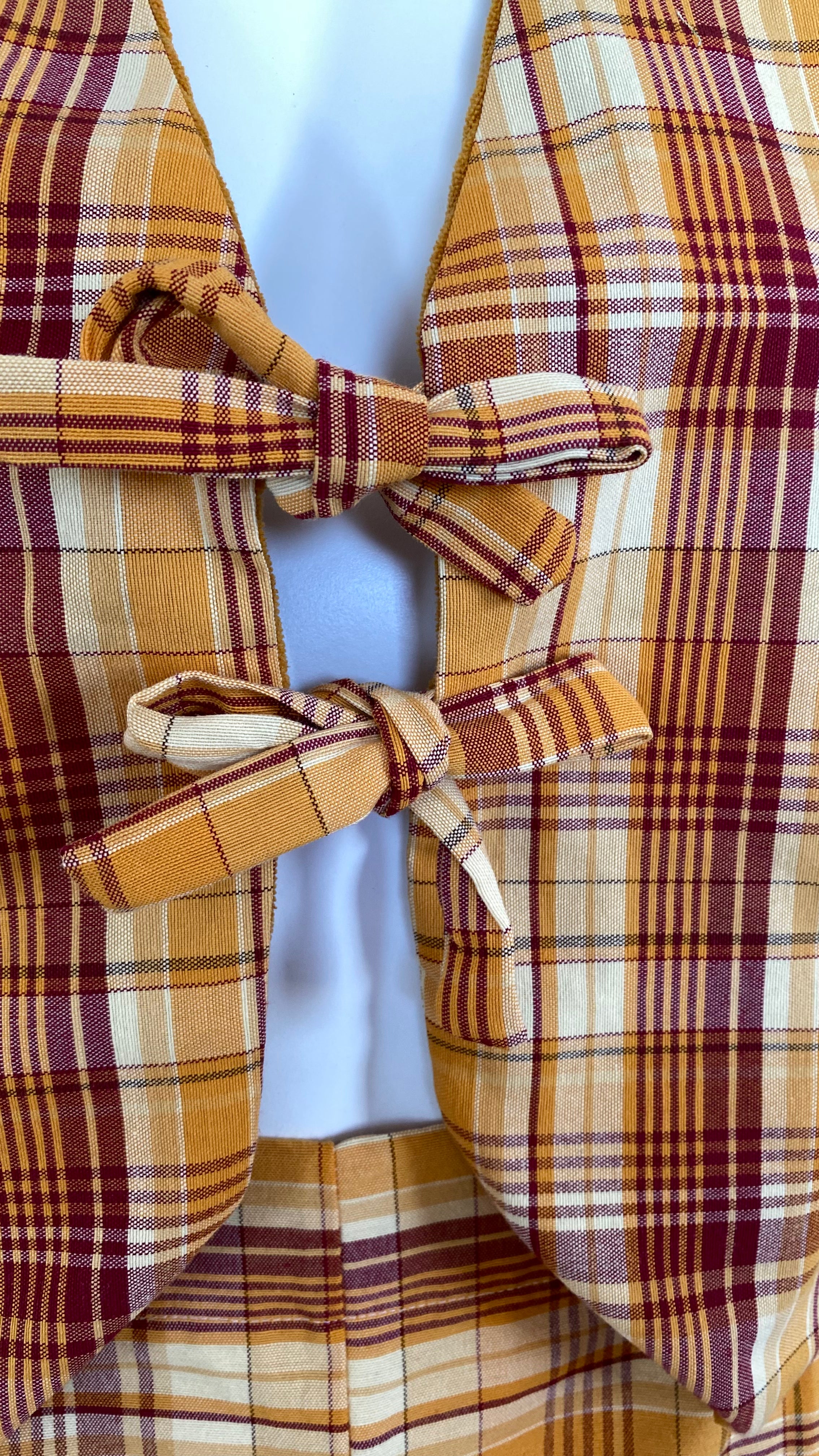 Veston réversible  • Taille unique • Carreaux & velours moutarde
