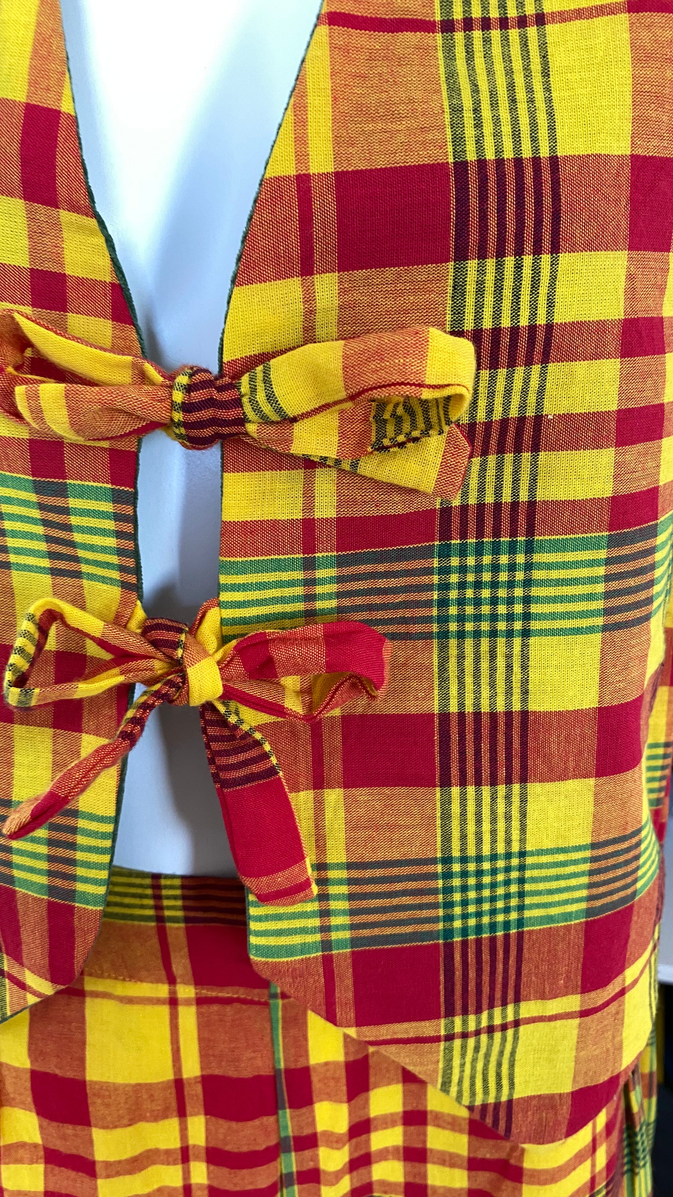 Veston réversible  • Taille unique • Madras & velours vert