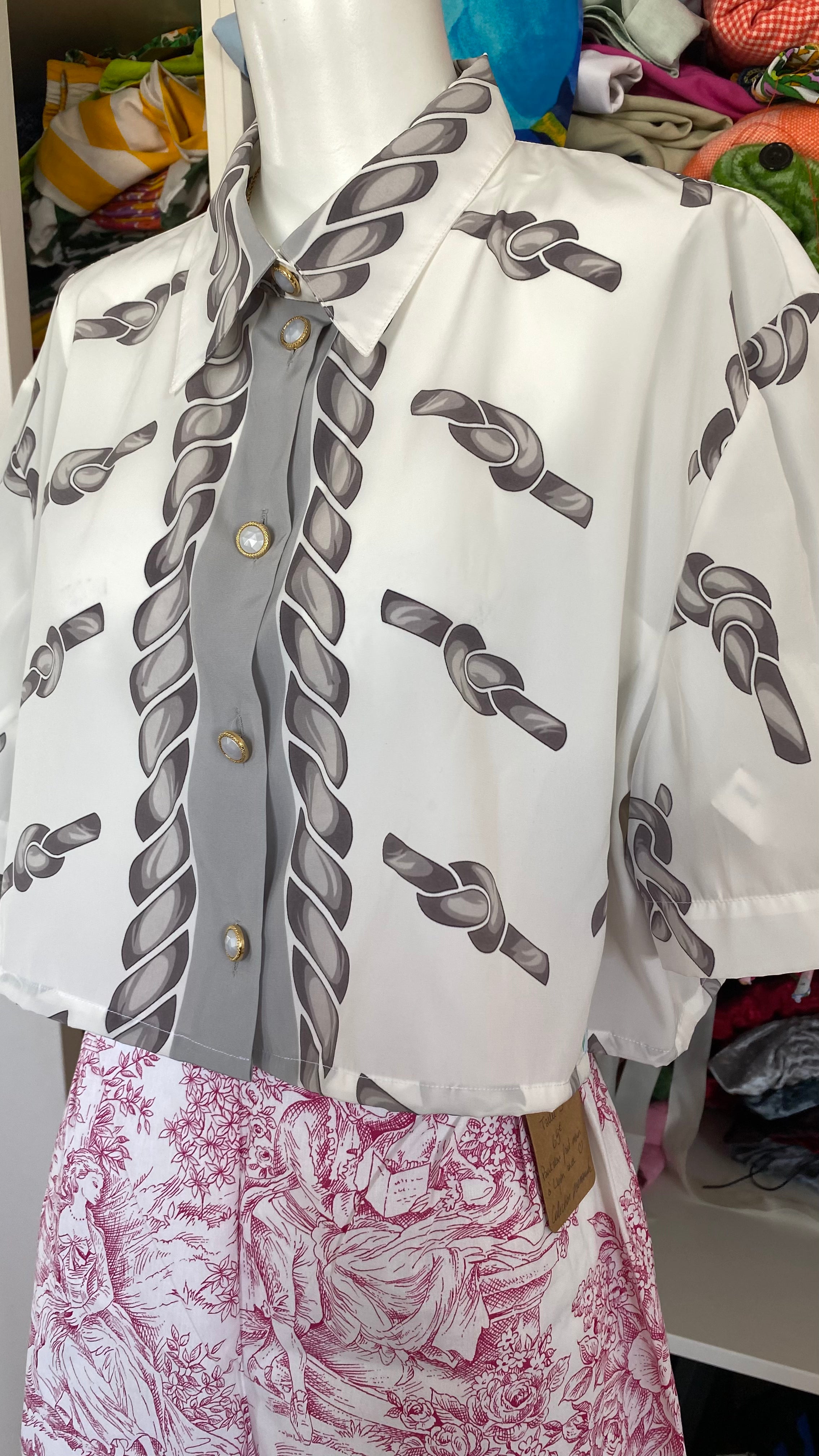 Cropped • T. 38 à 44 • Chemise motifs cordes