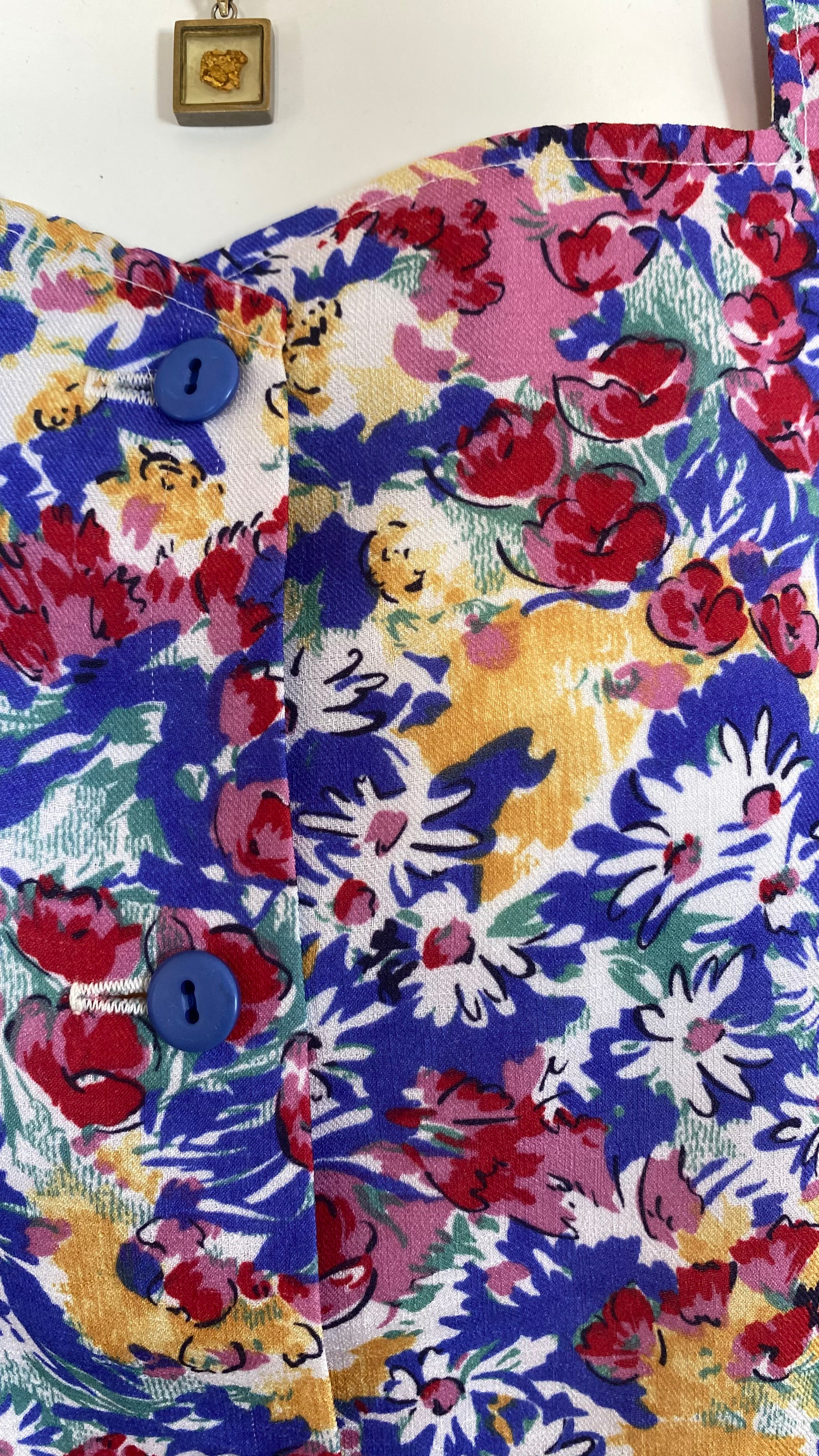 Cropped • T. 36 à 42 • Chemise bleu à fleurs liberty