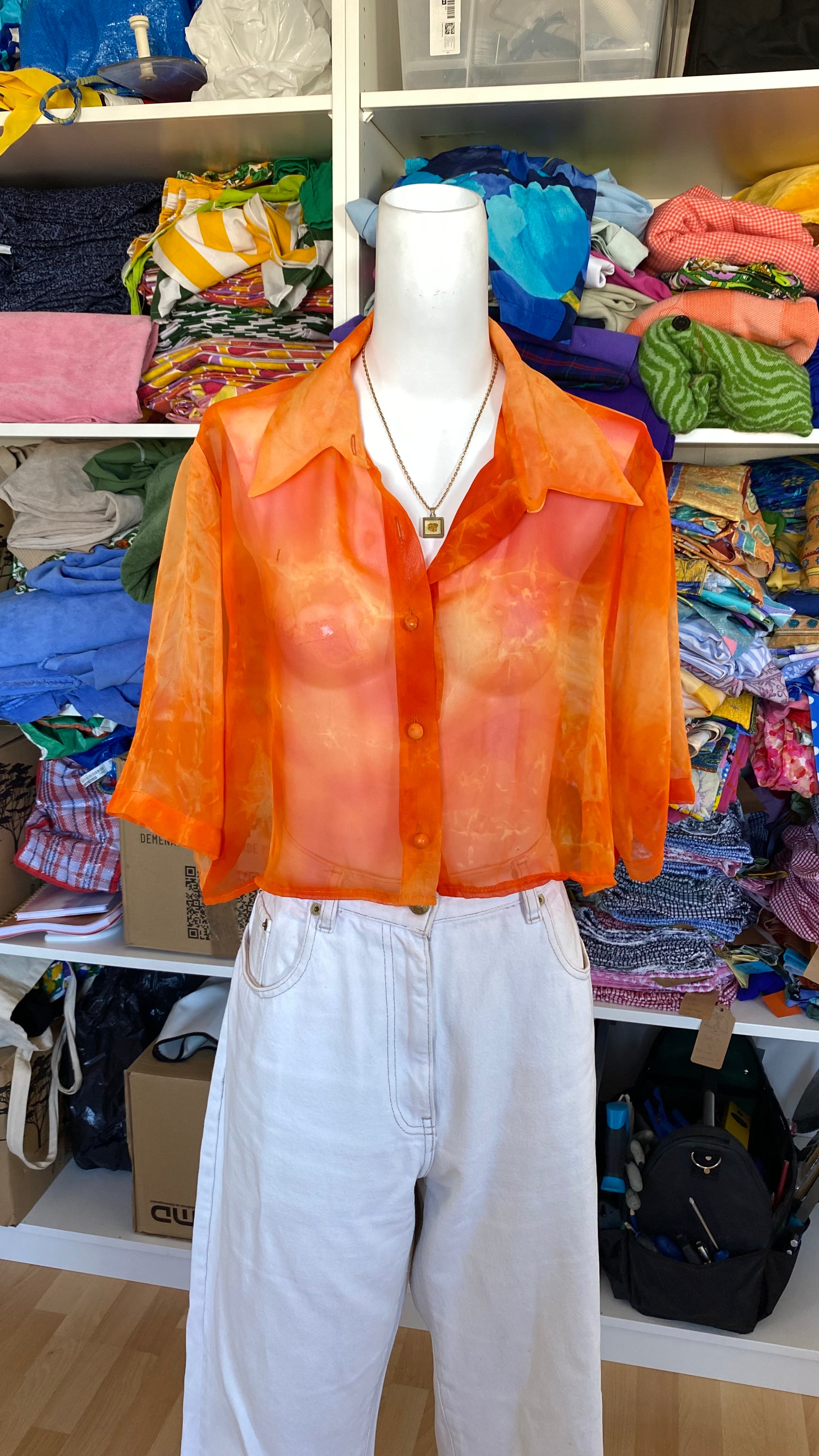 Cropped • T. 36 à 42 • Chemise transparente orange