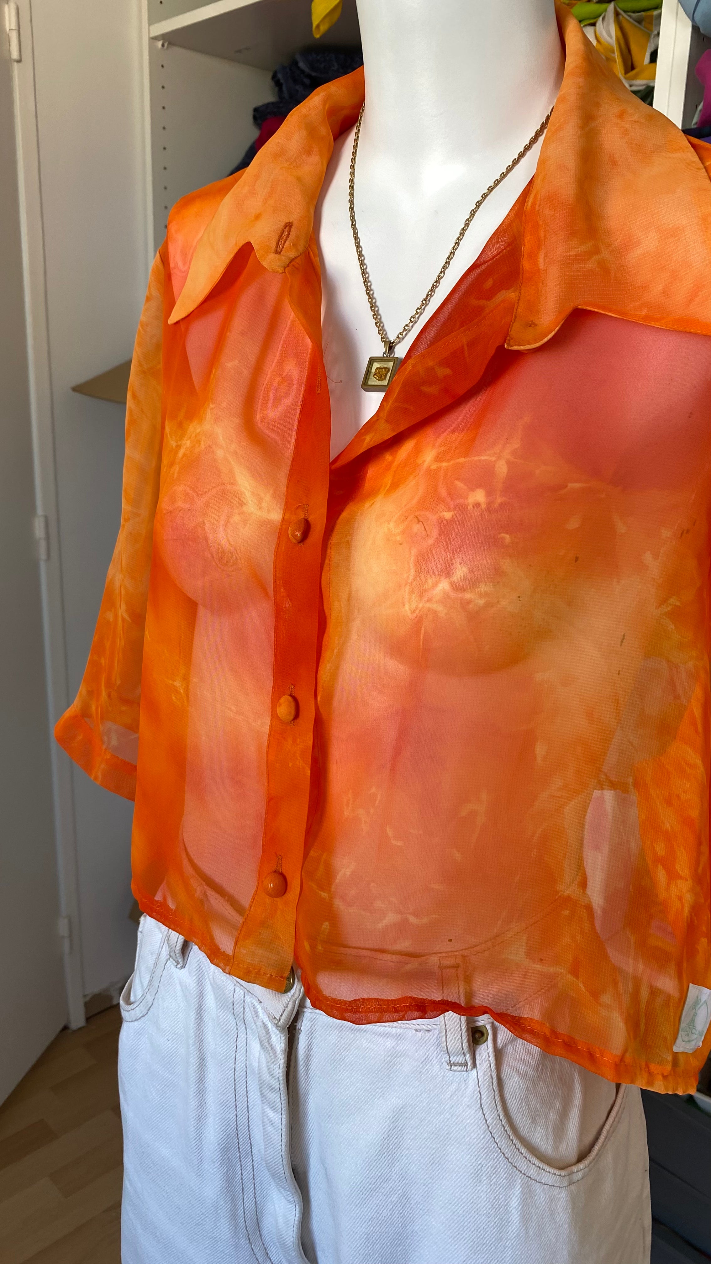 Cropped • T. 36 à 42 • Chemise transparente orange