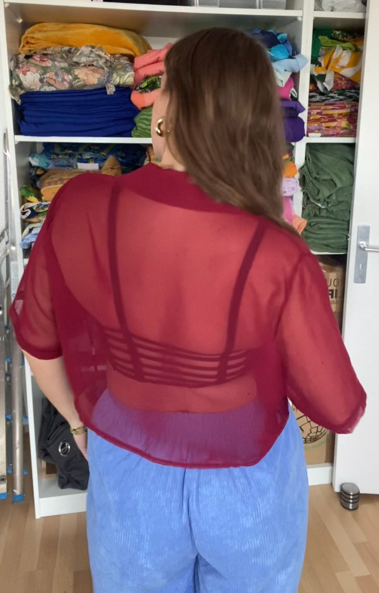 Cropped • T. 36 à 42 • Chemise transparente bordeaux