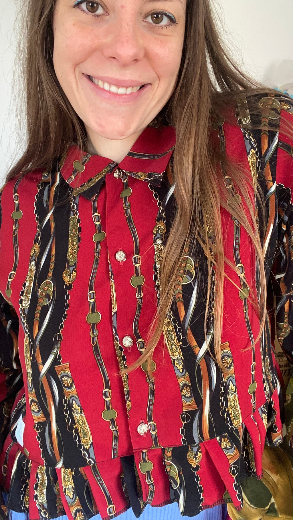 Froufrou • T. 36 à 40 • Chemise crop top rouge motif foulard équestre
