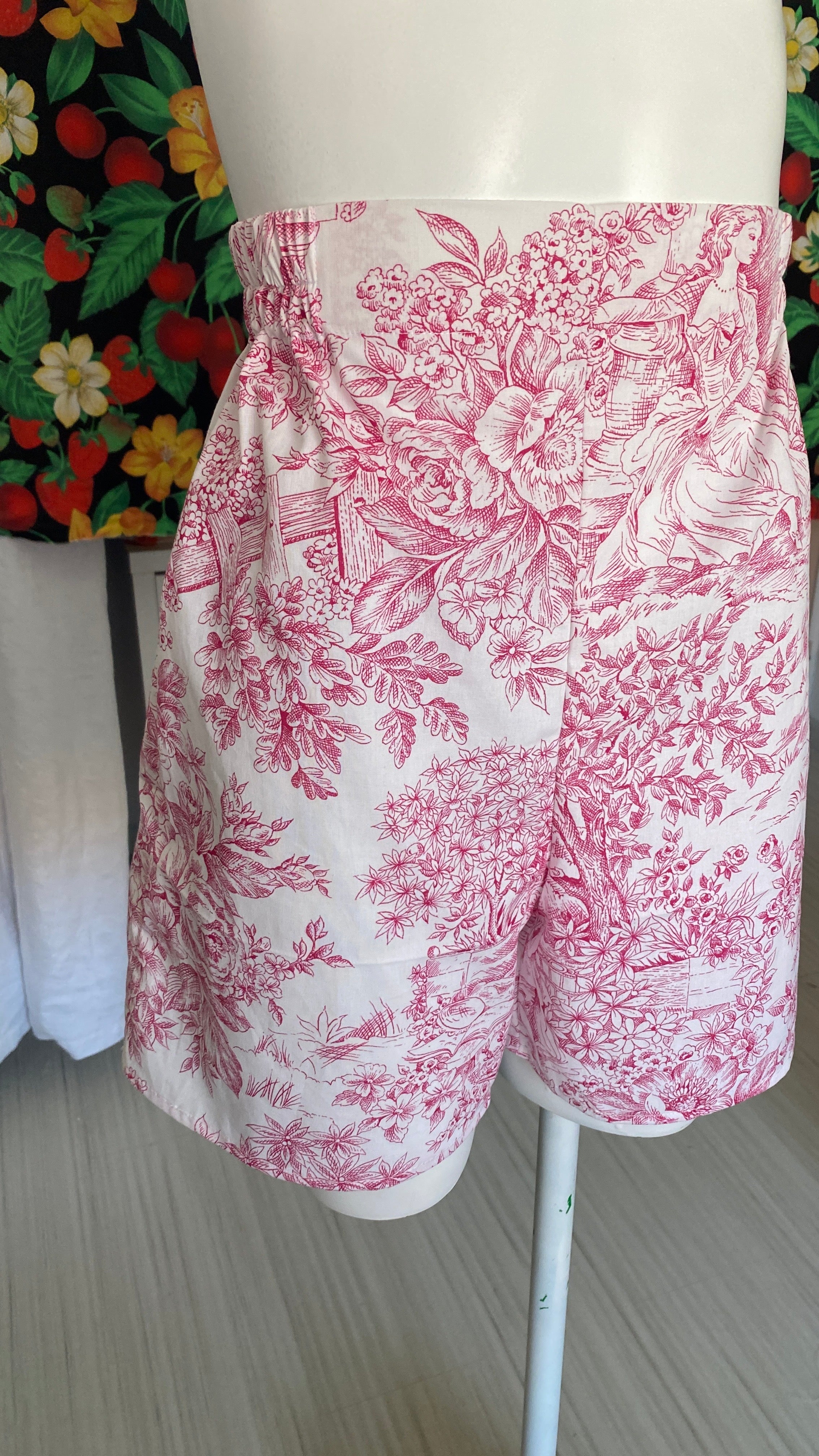 .Short • T.XS/S à XL • Short coton toile de jouy rose