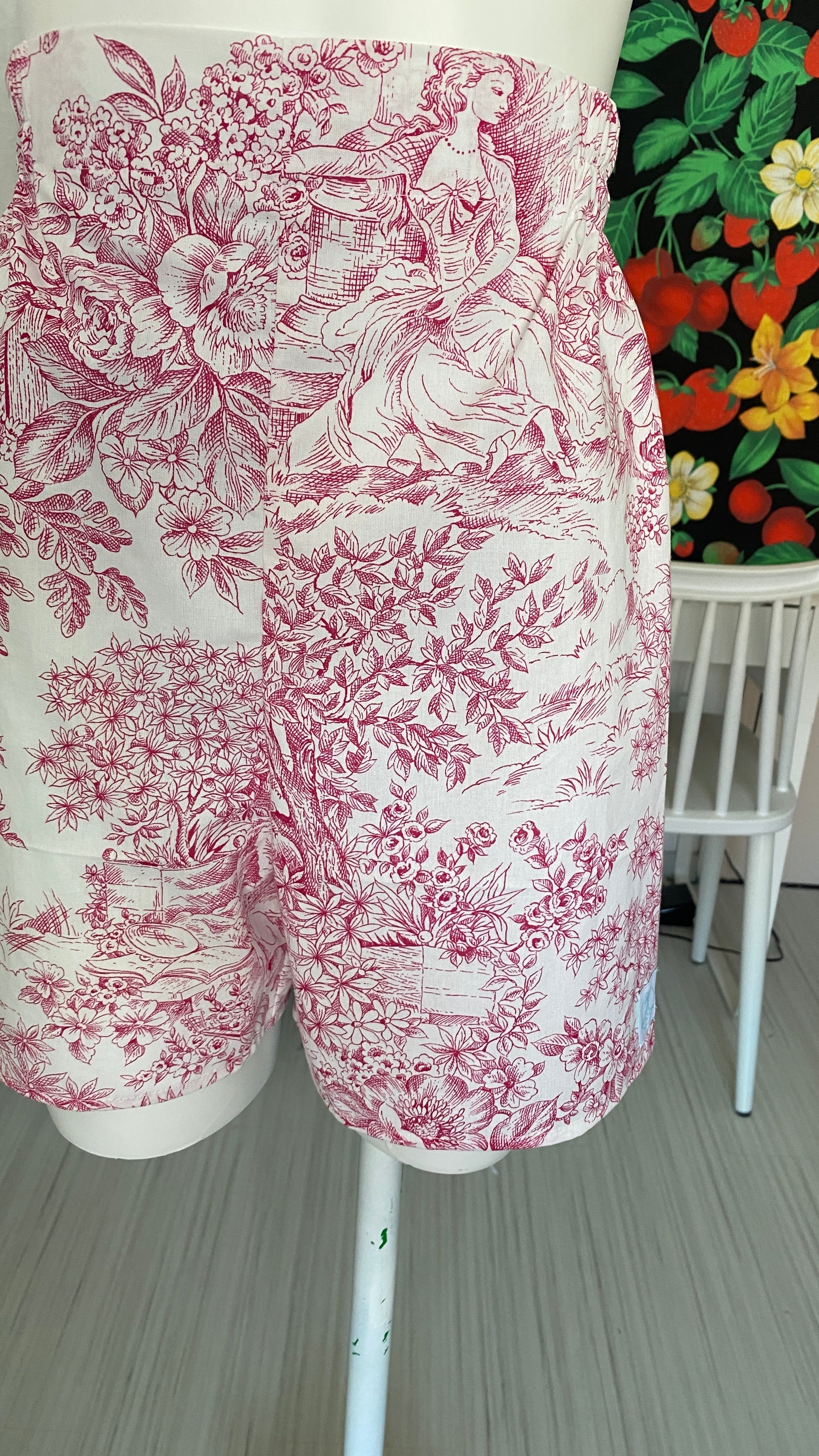 .Short • T.XS/S à XL • Short coton toile de jouy rose