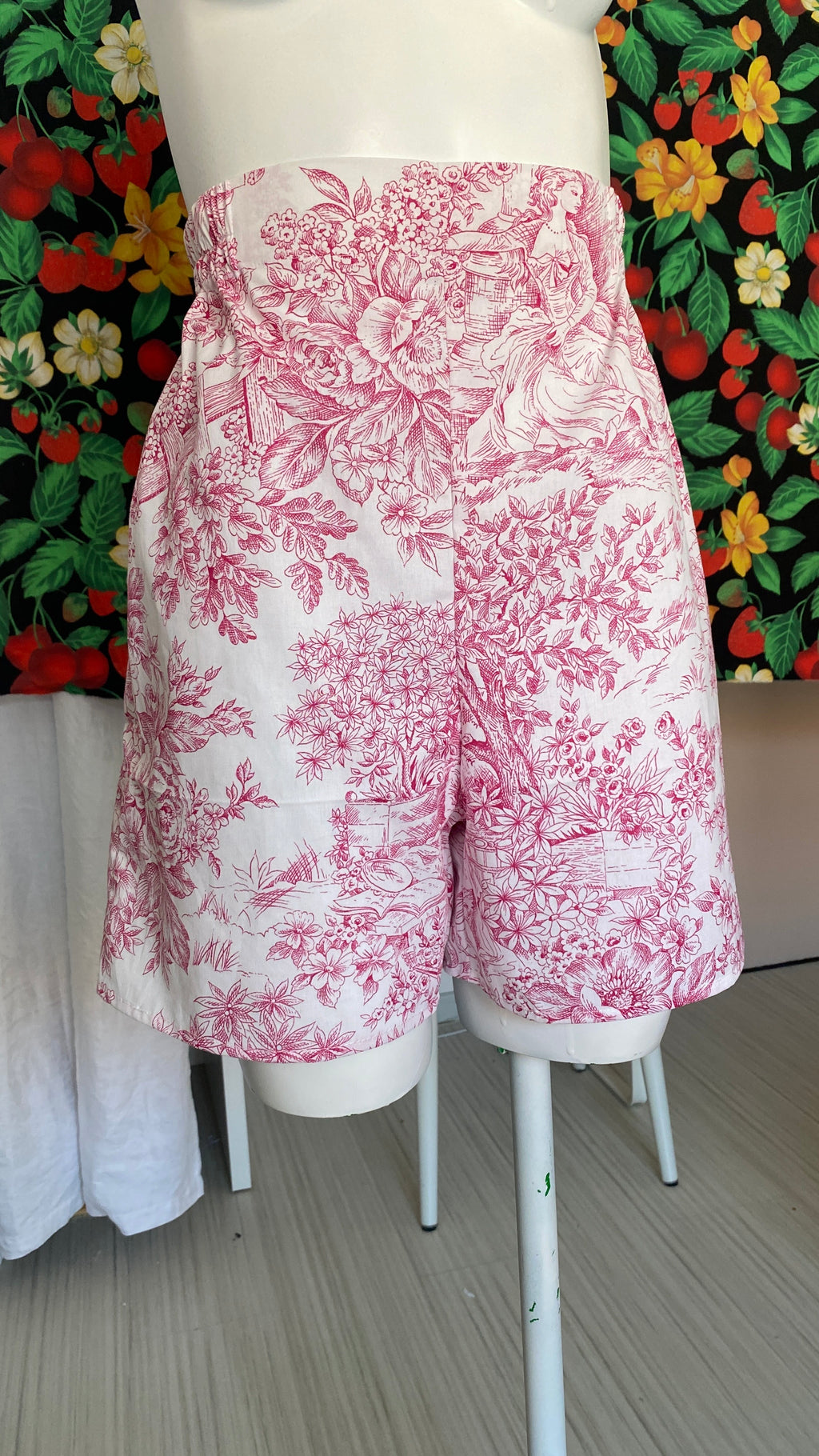 .Short • T.XS/S à XL • Short coton toile de jouy rose