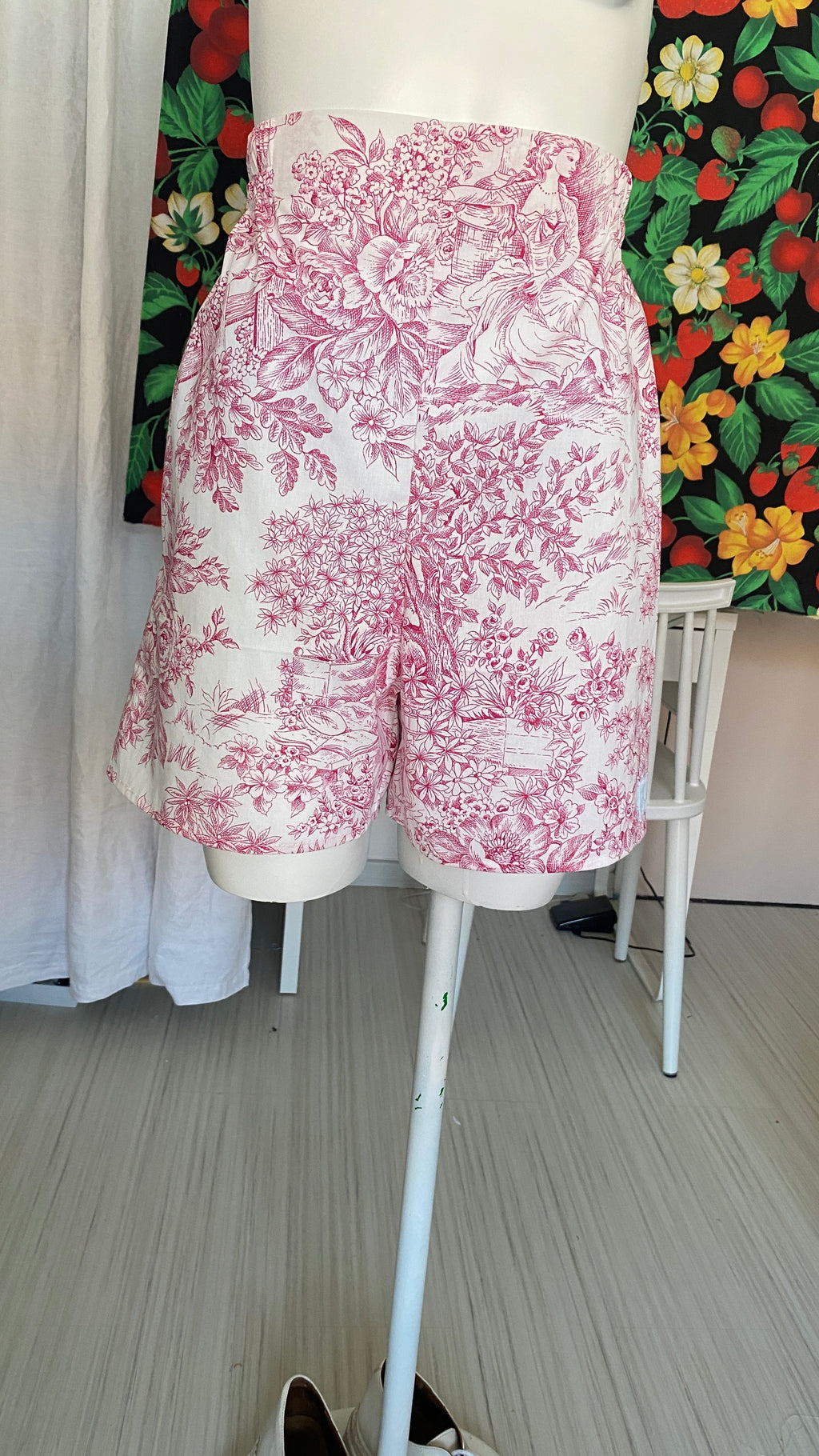 .Short • T.XS/S à XL • Short coton toile de jouy rose