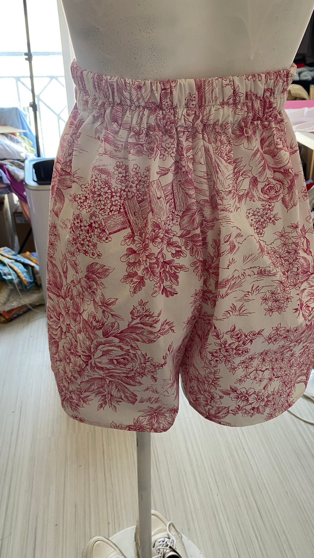 .Short • T.XS/S à XL • Short coton toile de jouy rose