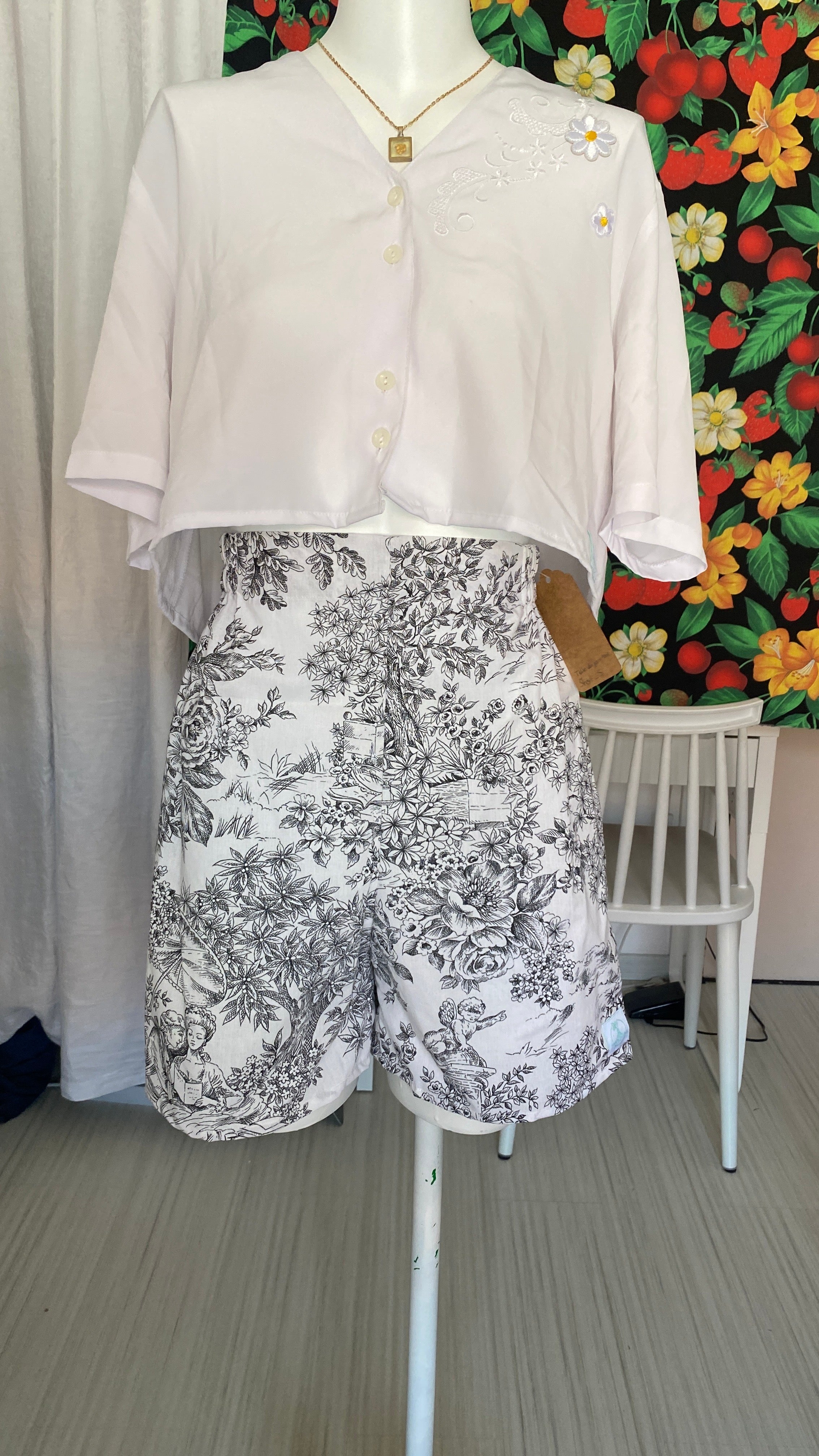 Short • T.XS/S à XL • Short coton toile de jouy noir