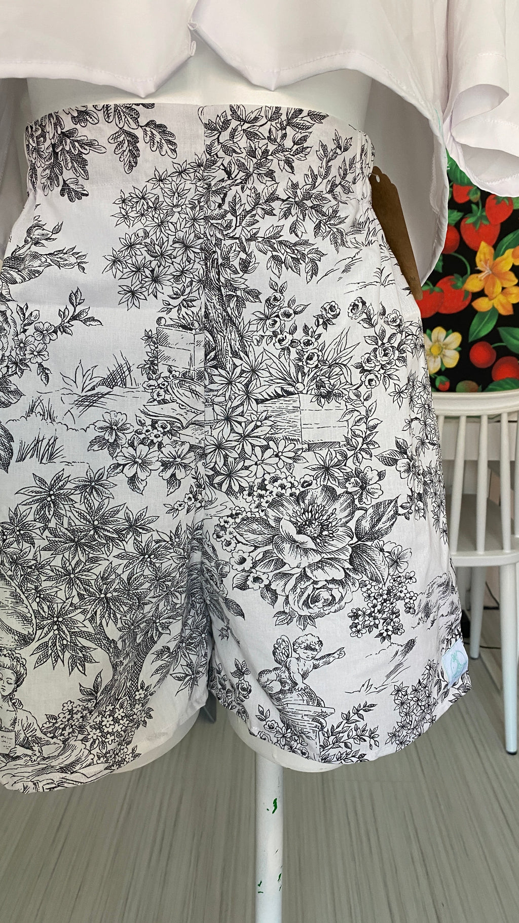 Short • T.XS/S à XL • Short coton toile de jouy noir