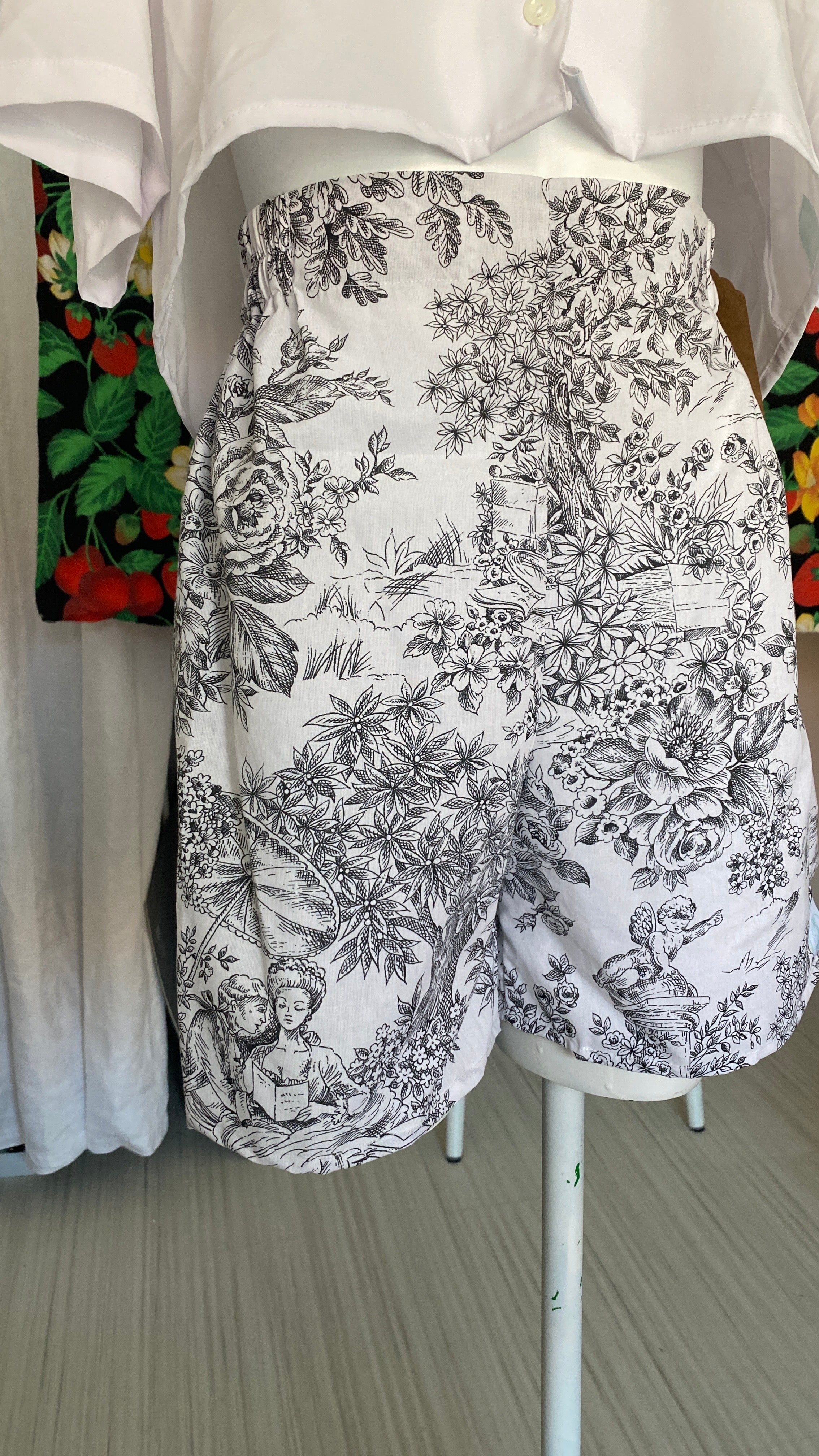 Short • T.XS/S à XL • Short coton toile de jouy noir
