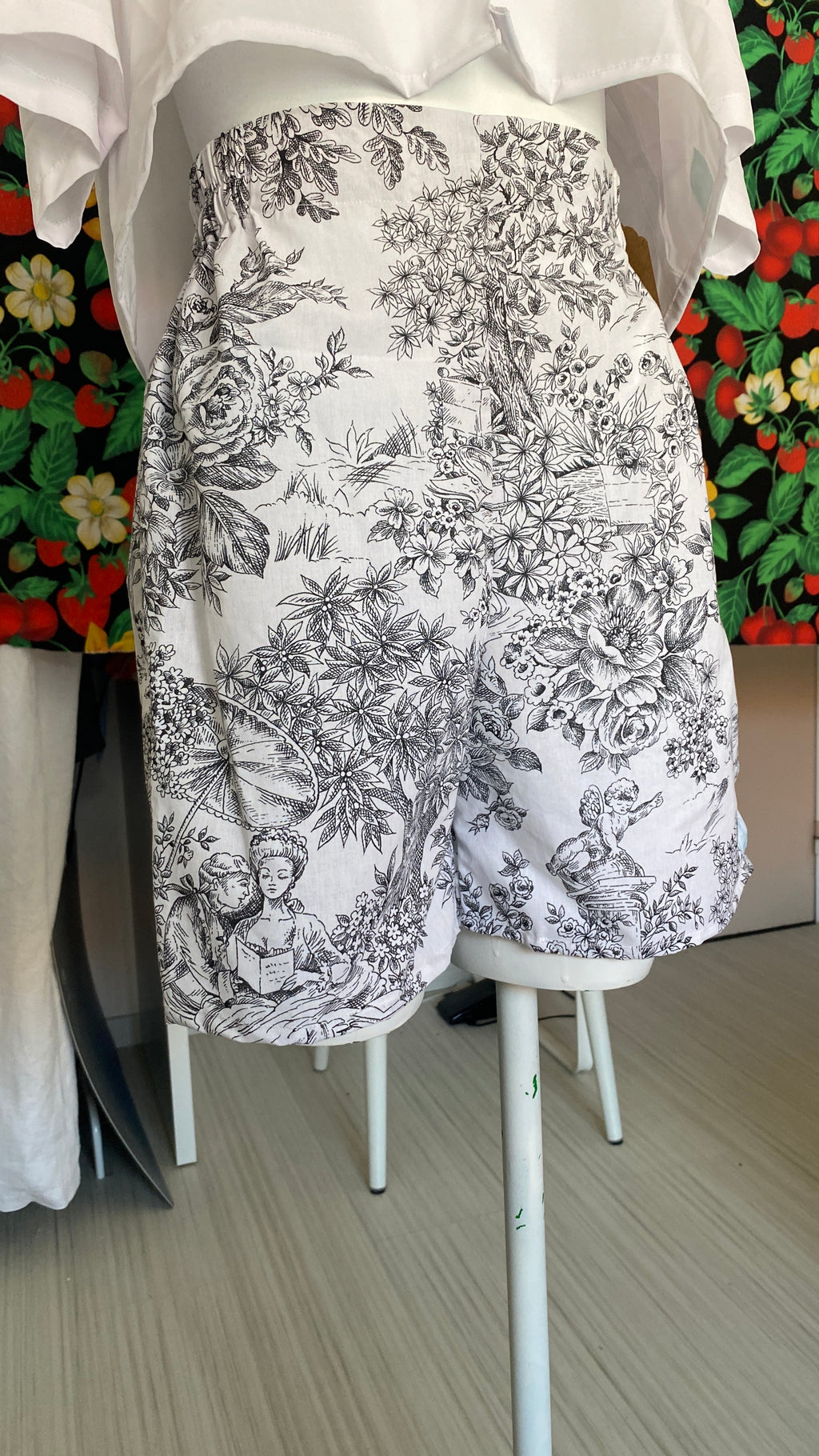Short • T.XS/S à XL • Short coton toile de jouy noir