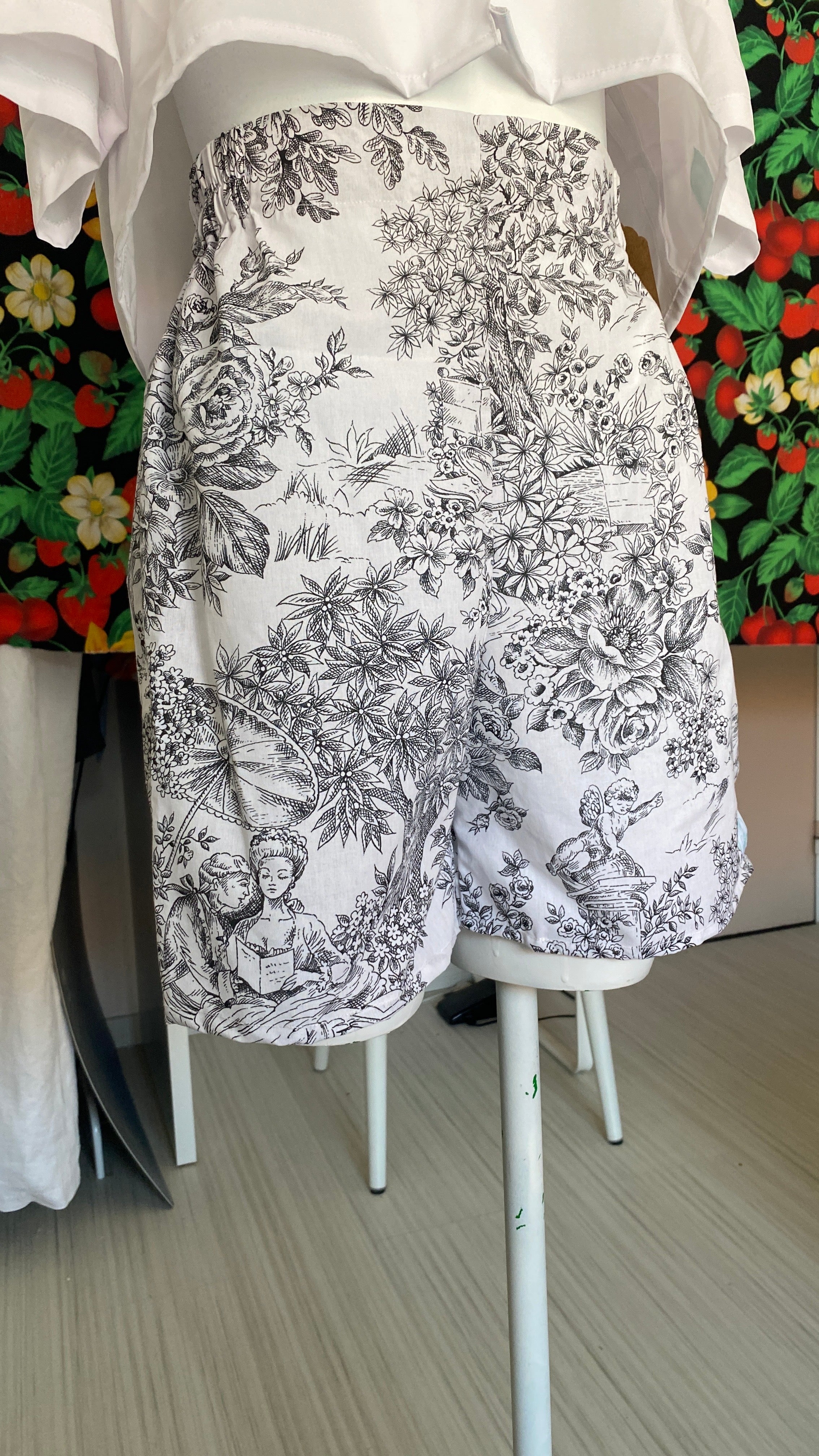 Short • T.XS/S à XL • Short coton toile de jouy noir