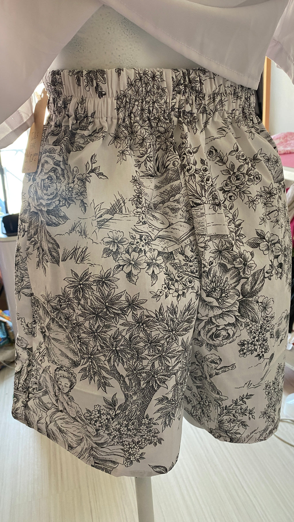 Short • T.XS/S à XL • Short coton toile de jouy noir