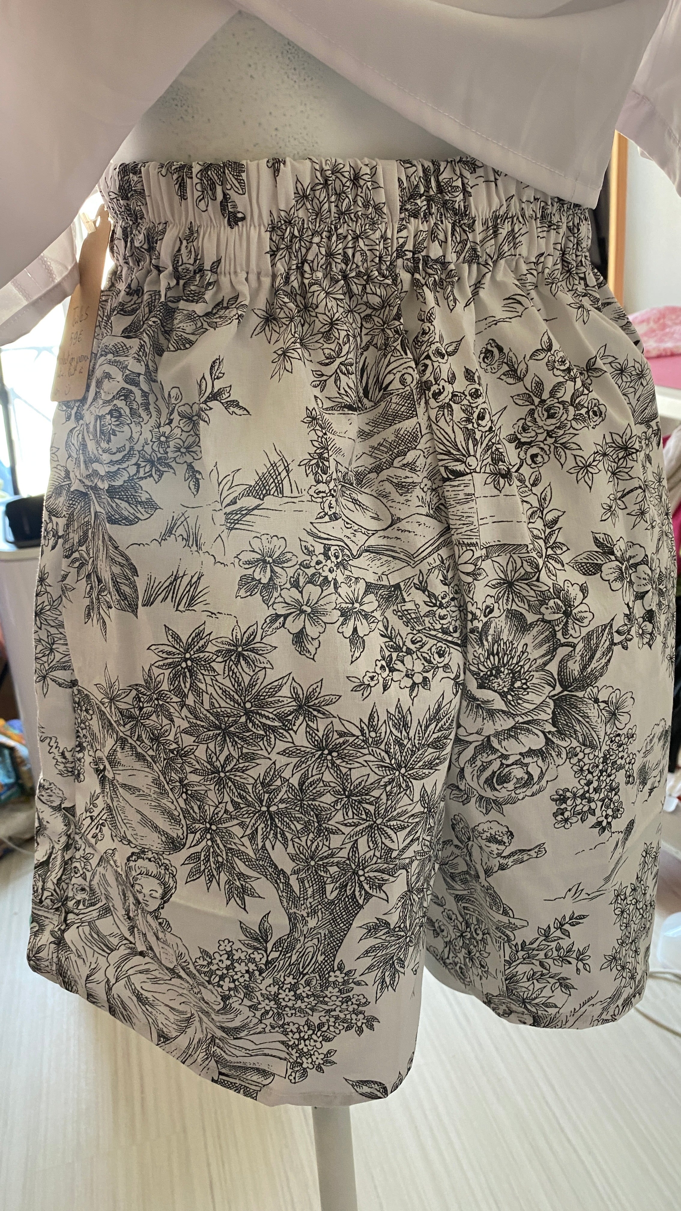 Short • T.XS/S à XL • Short coton toile de jouy noir