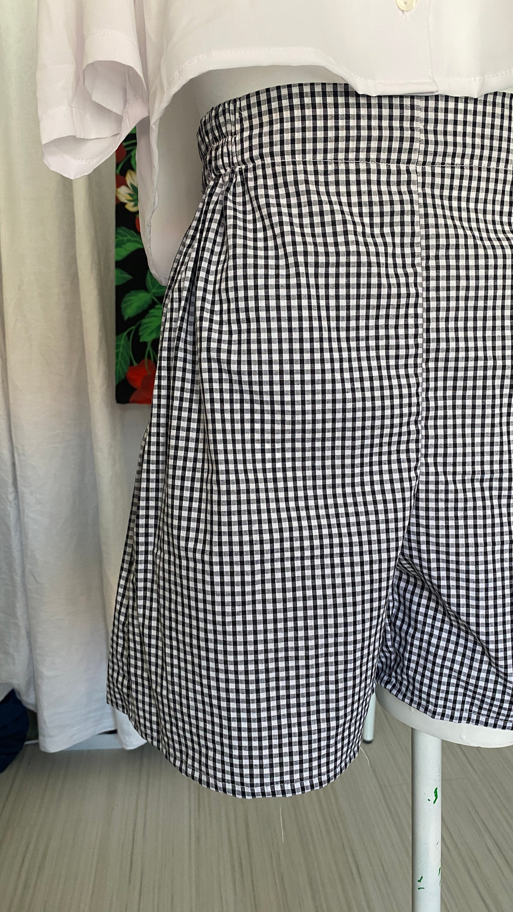 Short • T.XS/S à XL • Short coton vichy noir