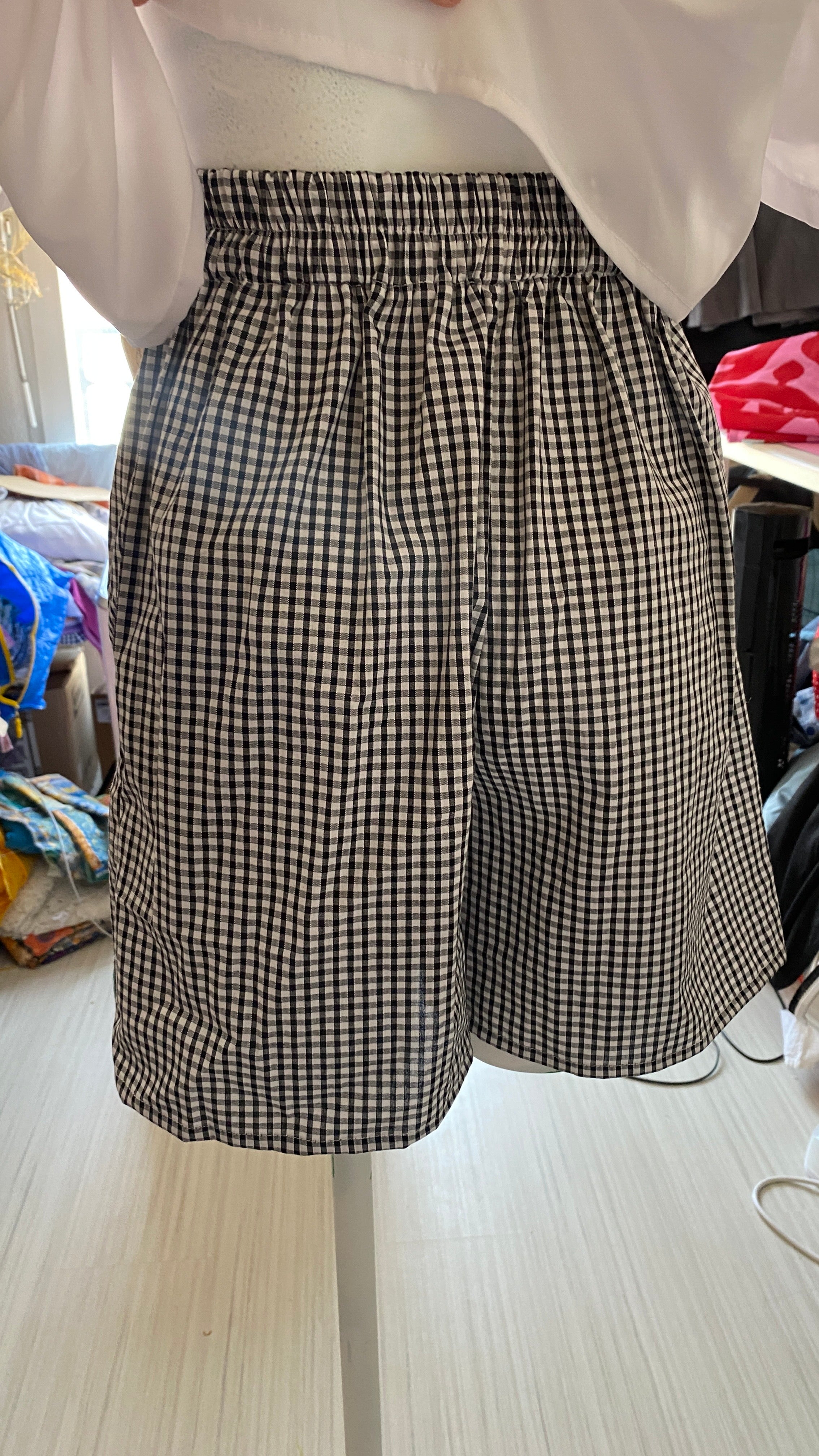 Short • T.XS/S à XL • Short coton vichy noir