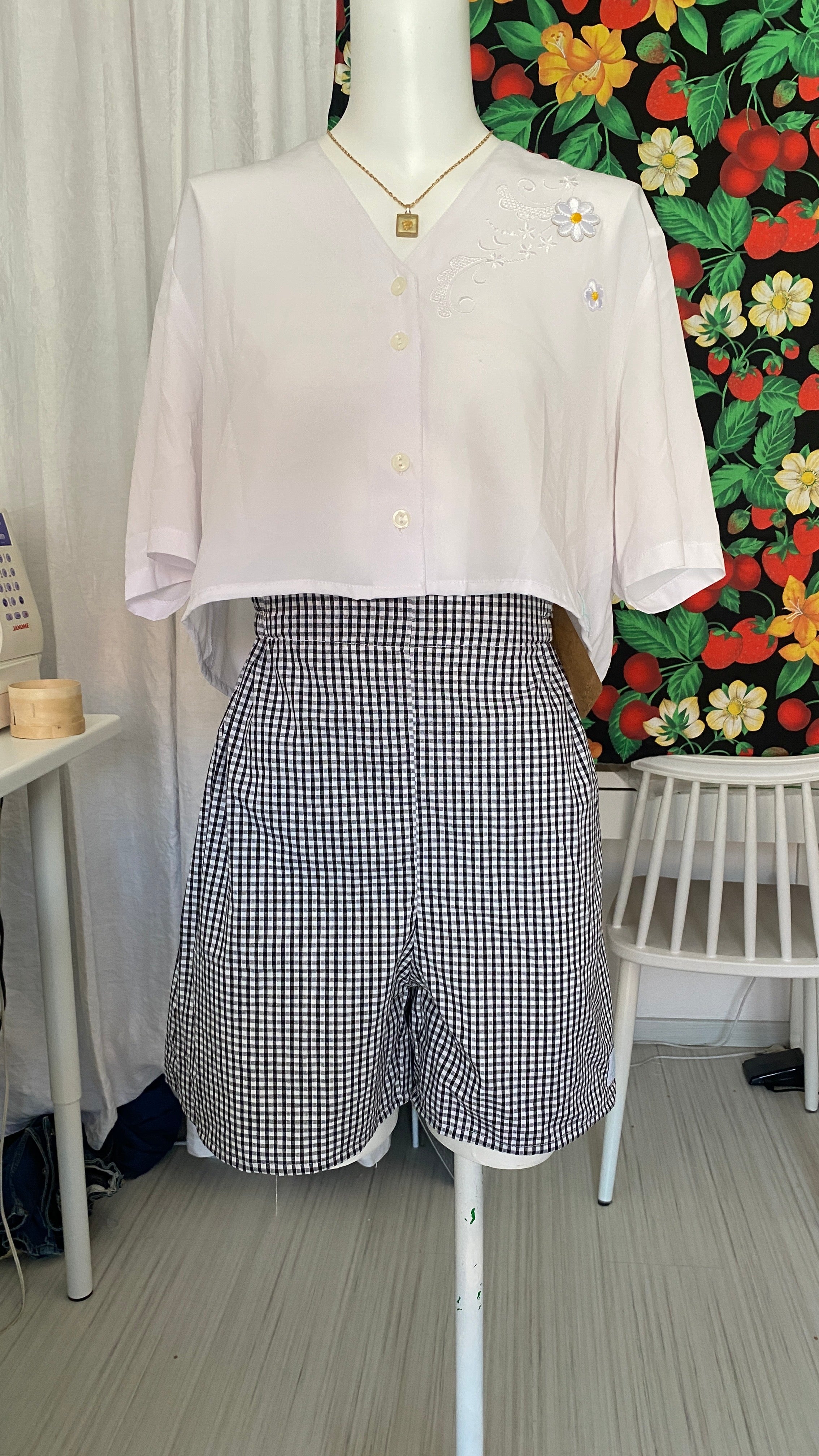 Short • T.XS/S à XL • Short coton vichy noir