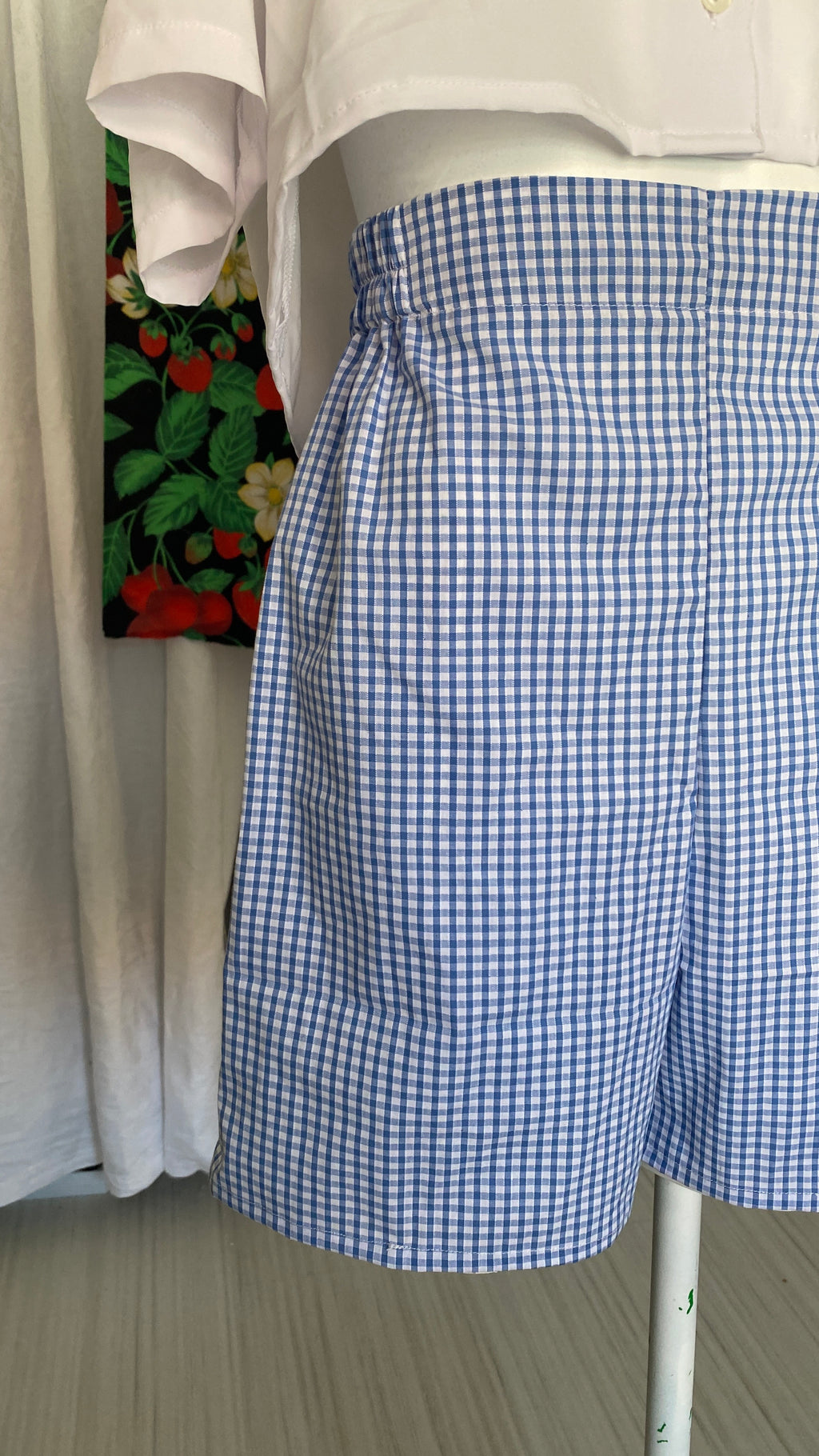 .Short • T.XS/S à XL • Short coton vichy bleu ciel