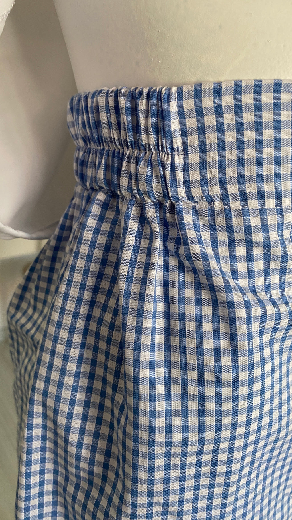 .Short • T.XS/S à XL • Short coton vichy bleu ciel