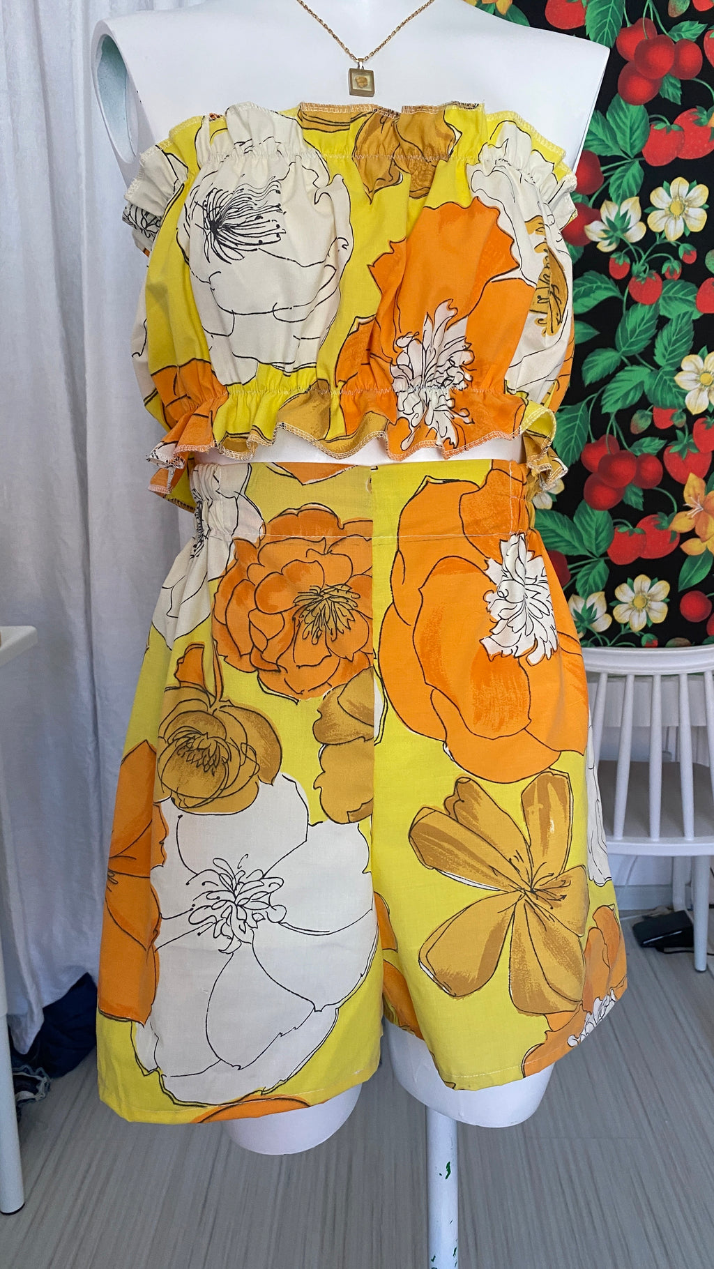Short • T.S • Short upcyclé motifs floraux 70s