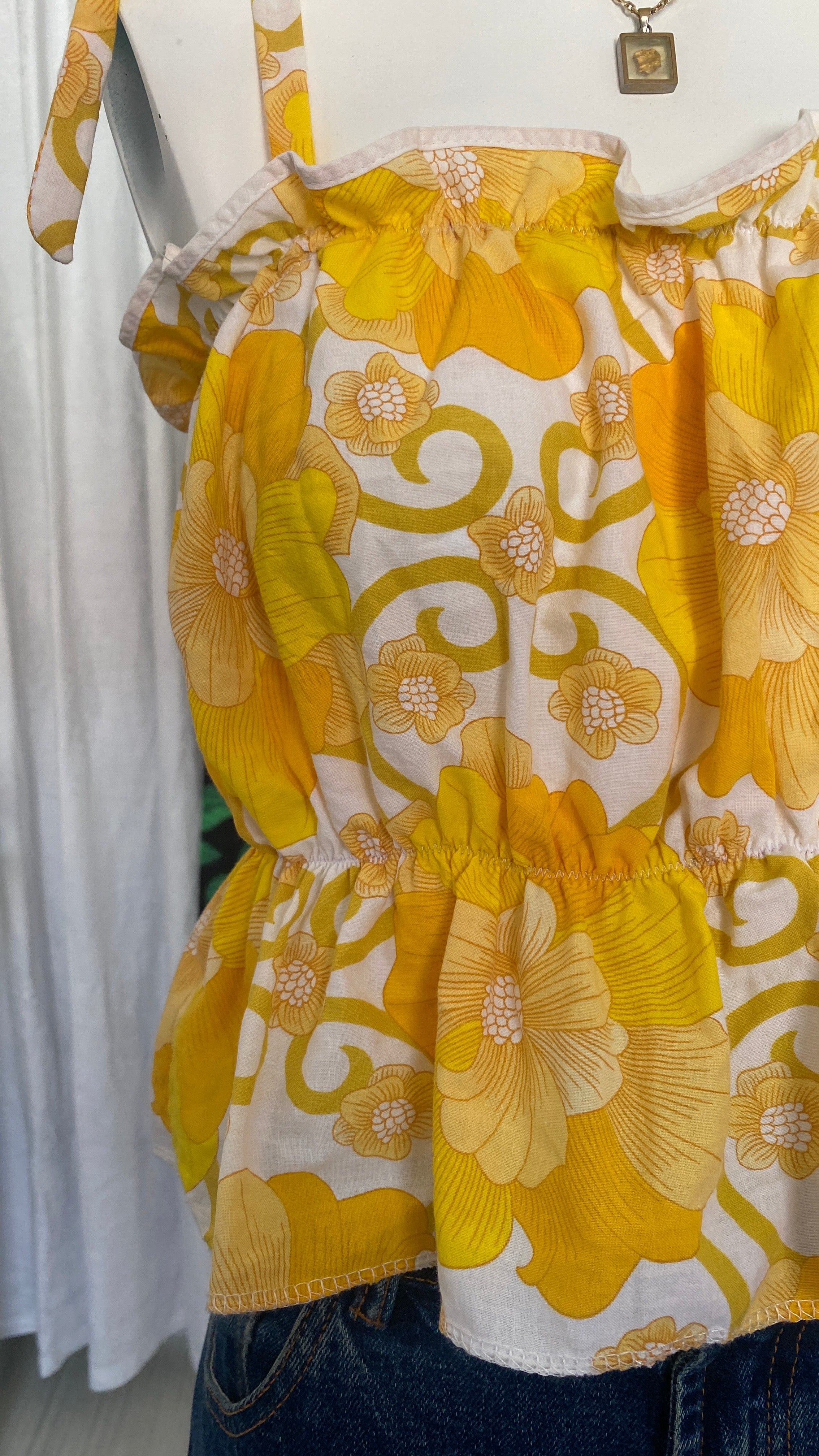 .P'tis Ôh • Taille L  • Haut bandeau coton blanc fleurs jaunes